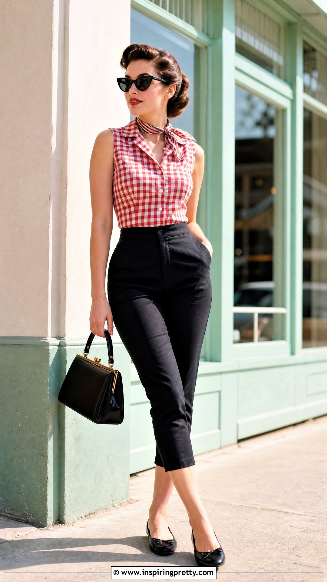 Vintage Checkered Top With Capri Pants - 20 vintage checkered top outfit ideas