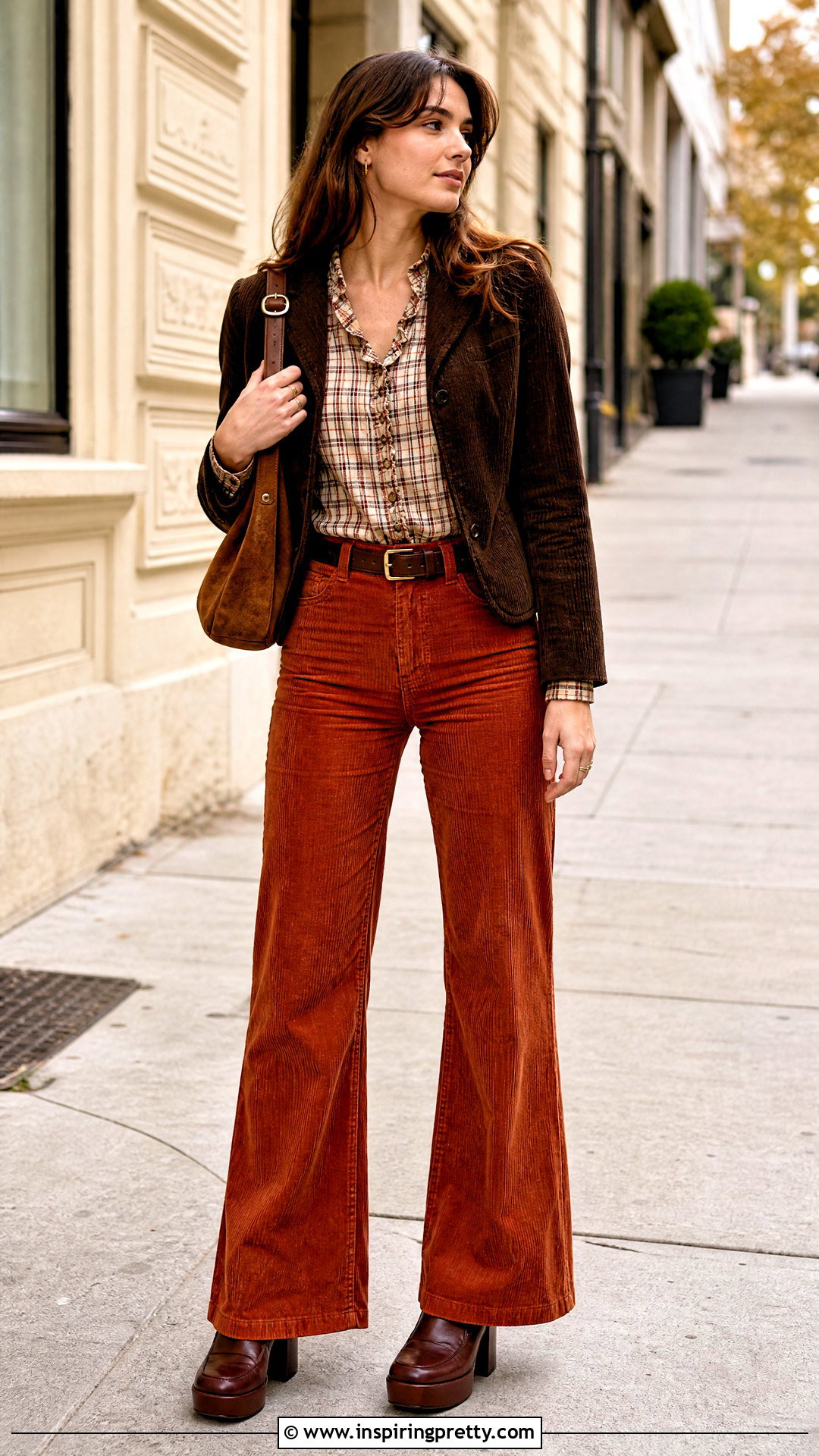 Vintage Checkered Top With Corduroy Pants - 20 vintage checkered top outfit ideas