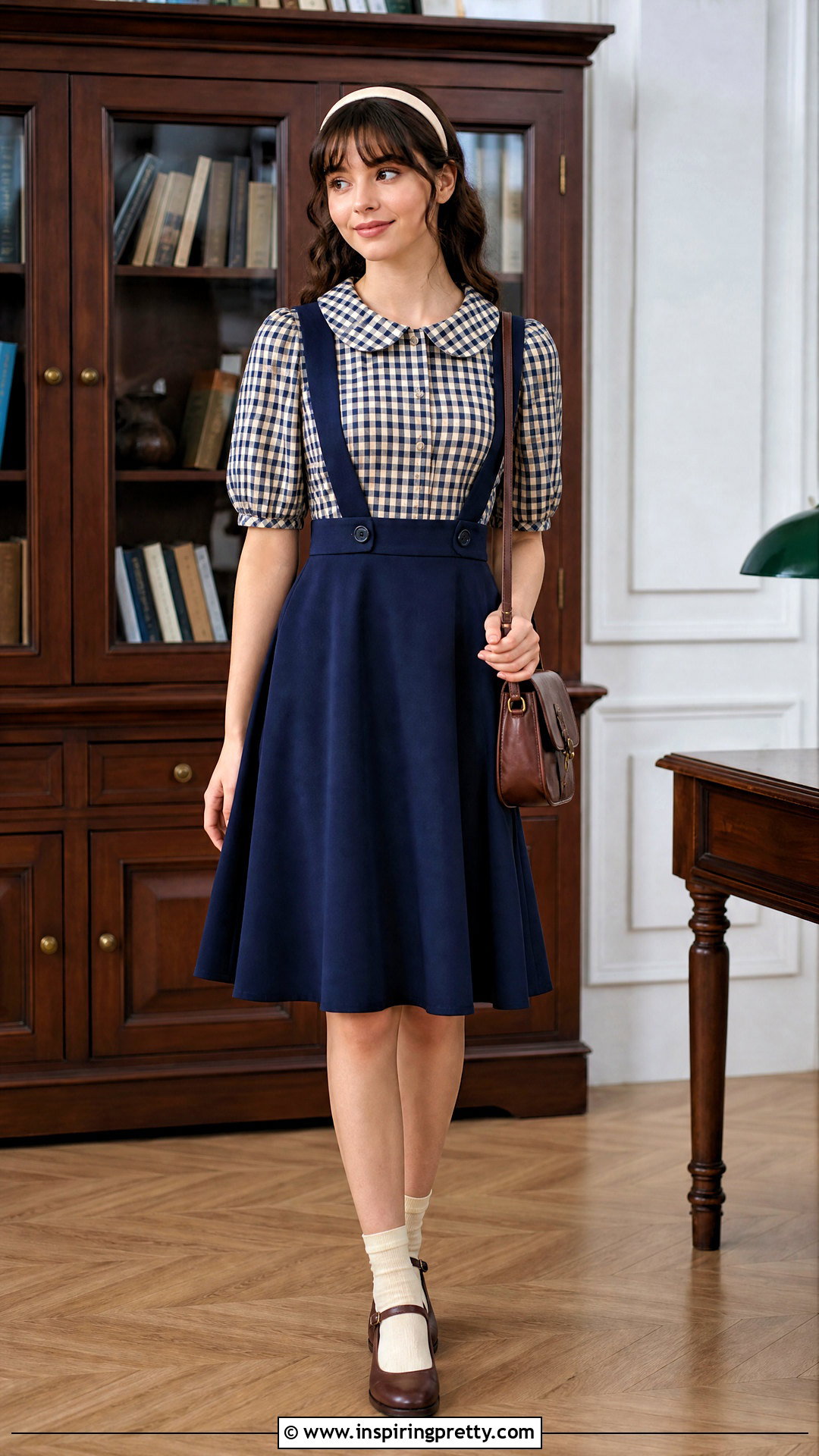Vintage Checkered Top With Suspender Skirt - 20 vintage checkered top outfit ideas