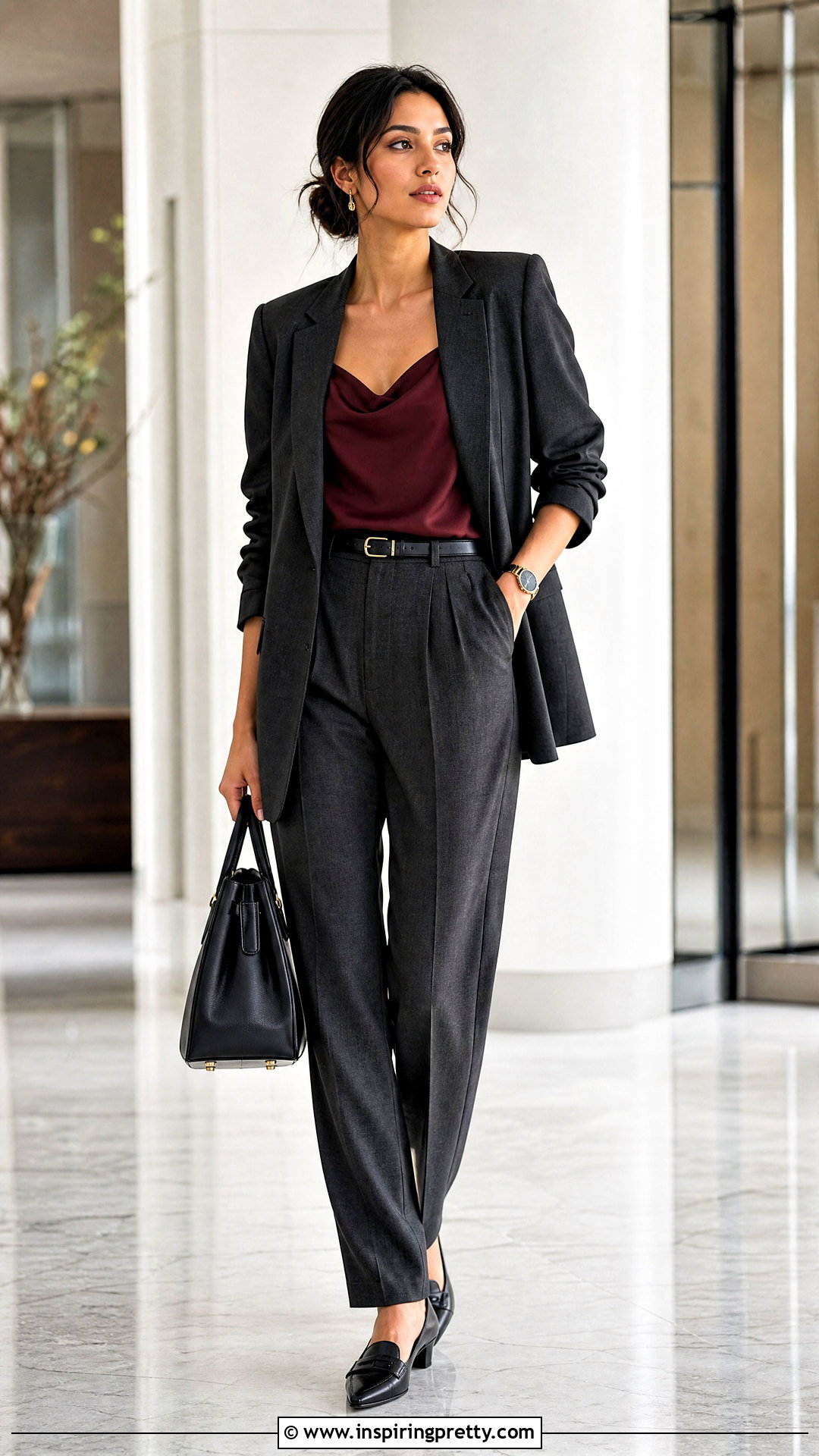 Vintage Cowl Neck Cami Top With Tailored Pants - 50 vintage cami top outfit ideas