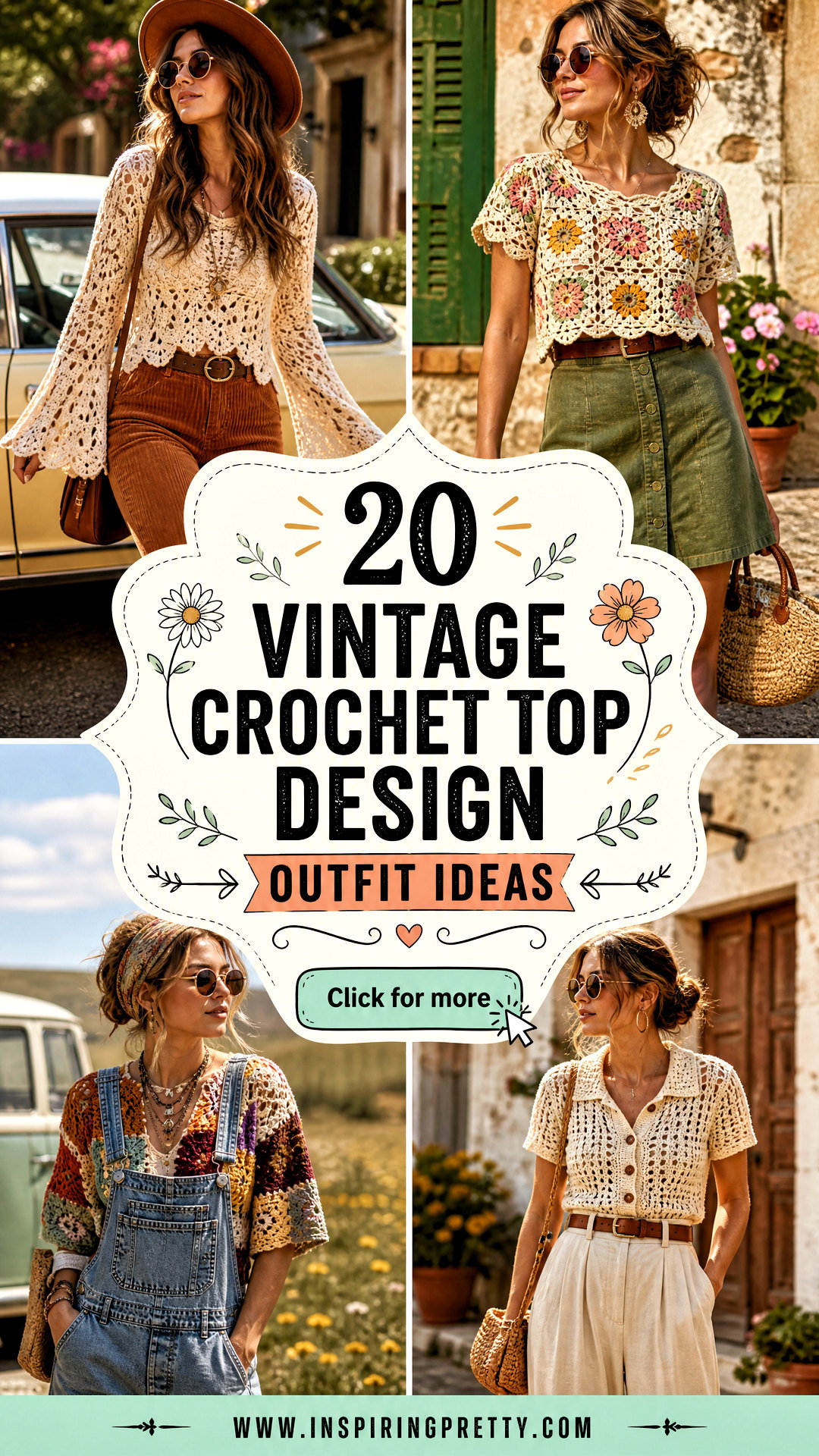 20 Vintage Crochet Top Design Outfit Ideas for Boho Summer - 20 Vintage Crochet Top Design Outfit Ideas for Boho Summer