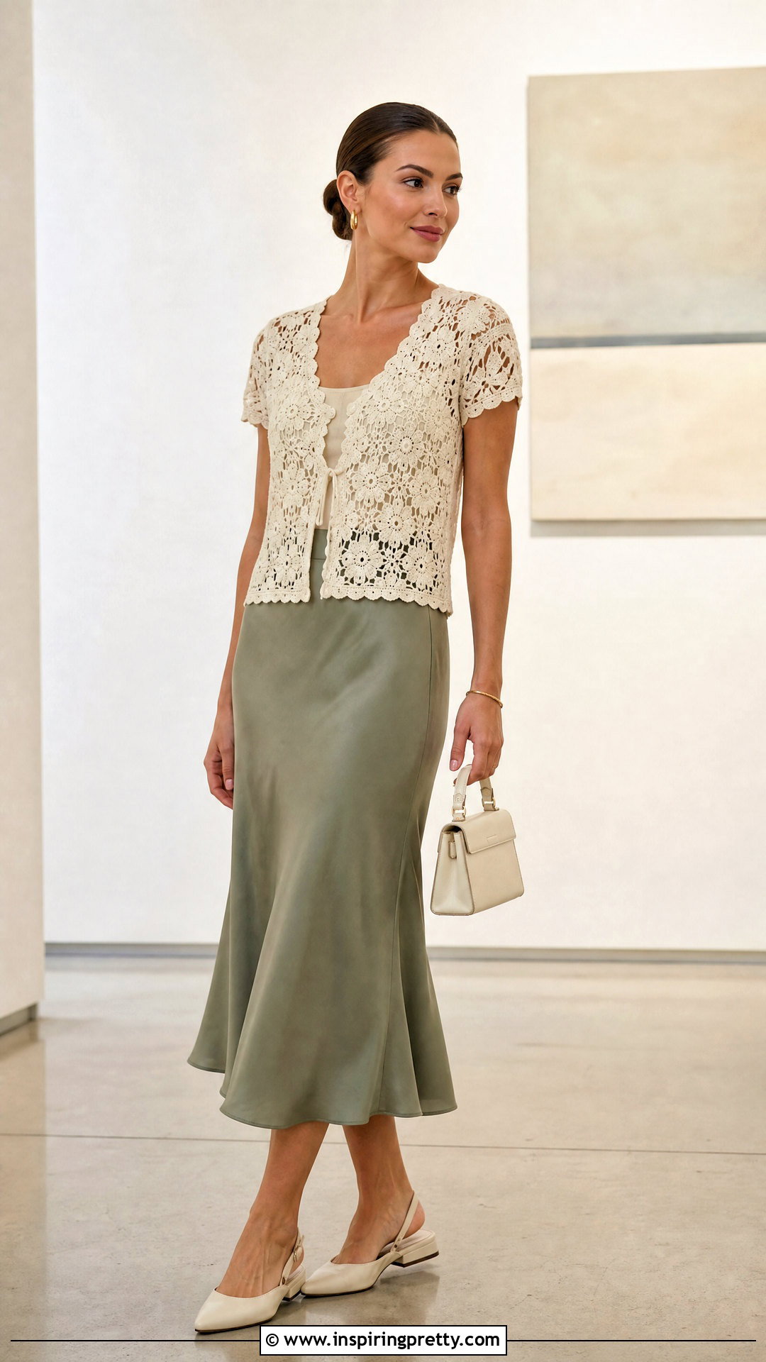 Vintage Crochet Top With Satin Midi Skirt - how to style vintage crochet tops (20 ways)