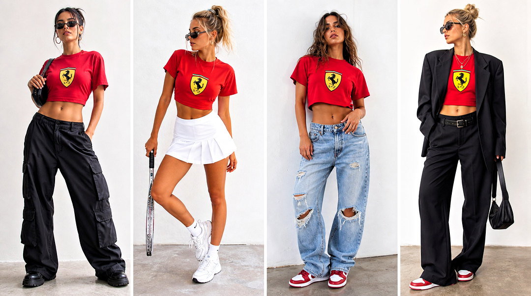 20 Vintage Ferrari Crop Top Outfit Ideas for Racing Fans