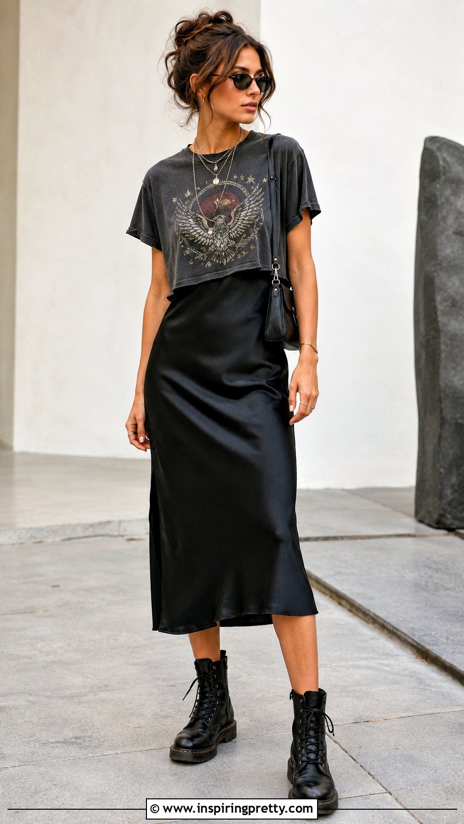 Vintage Graphic Crop Top Over A Slip Dress - 20 Vintage Graphic Crop Tops outfit ideas
