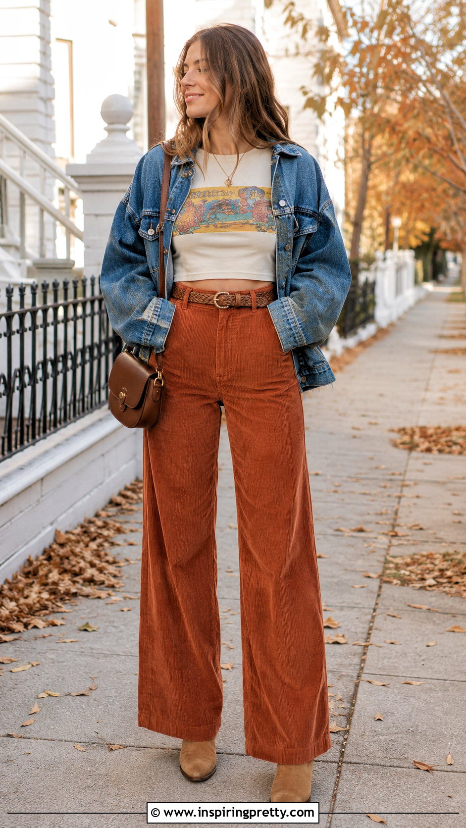 Vintage Graphic Crop Top With Corduroy Pants - 20 Vintage Graphic Crop Tops outfit ideas