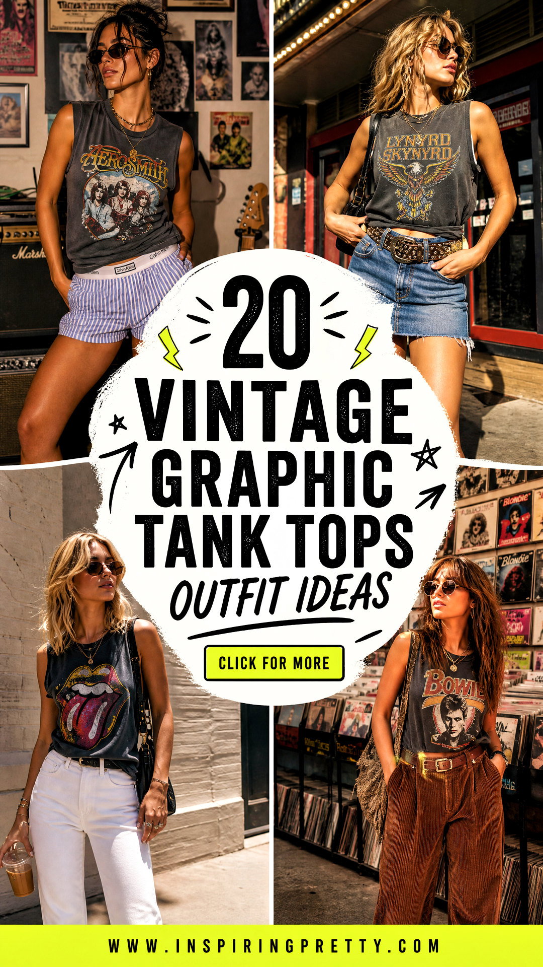 20 Vintage Graphic Tank Tops Outfit Ideas for Edgy Concerts - 20 Vintage Graphic Tank Tops Outfit Ideas for Edgy Concerts