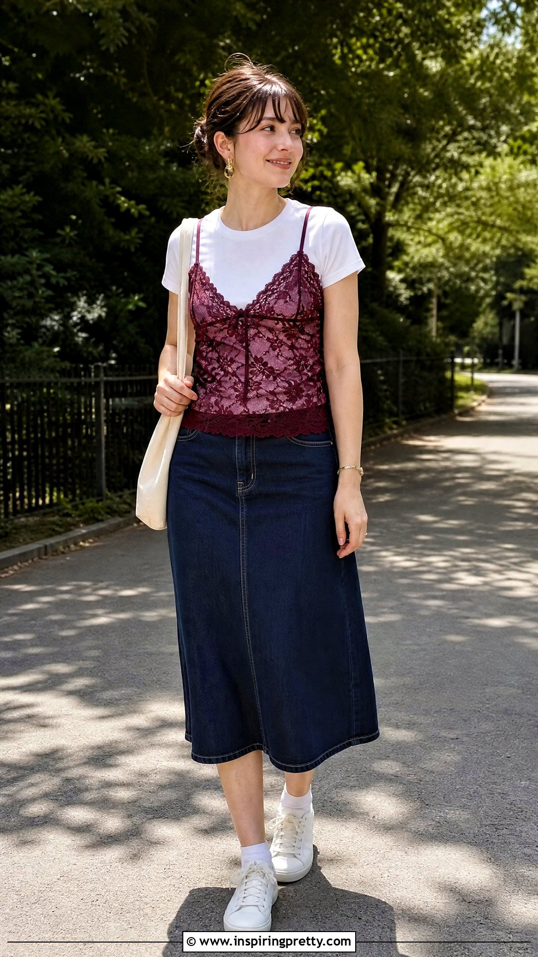 Vintage Lace Camisole Top Over A White T Shirt - 20 vintage lace camisole top outfit ideas