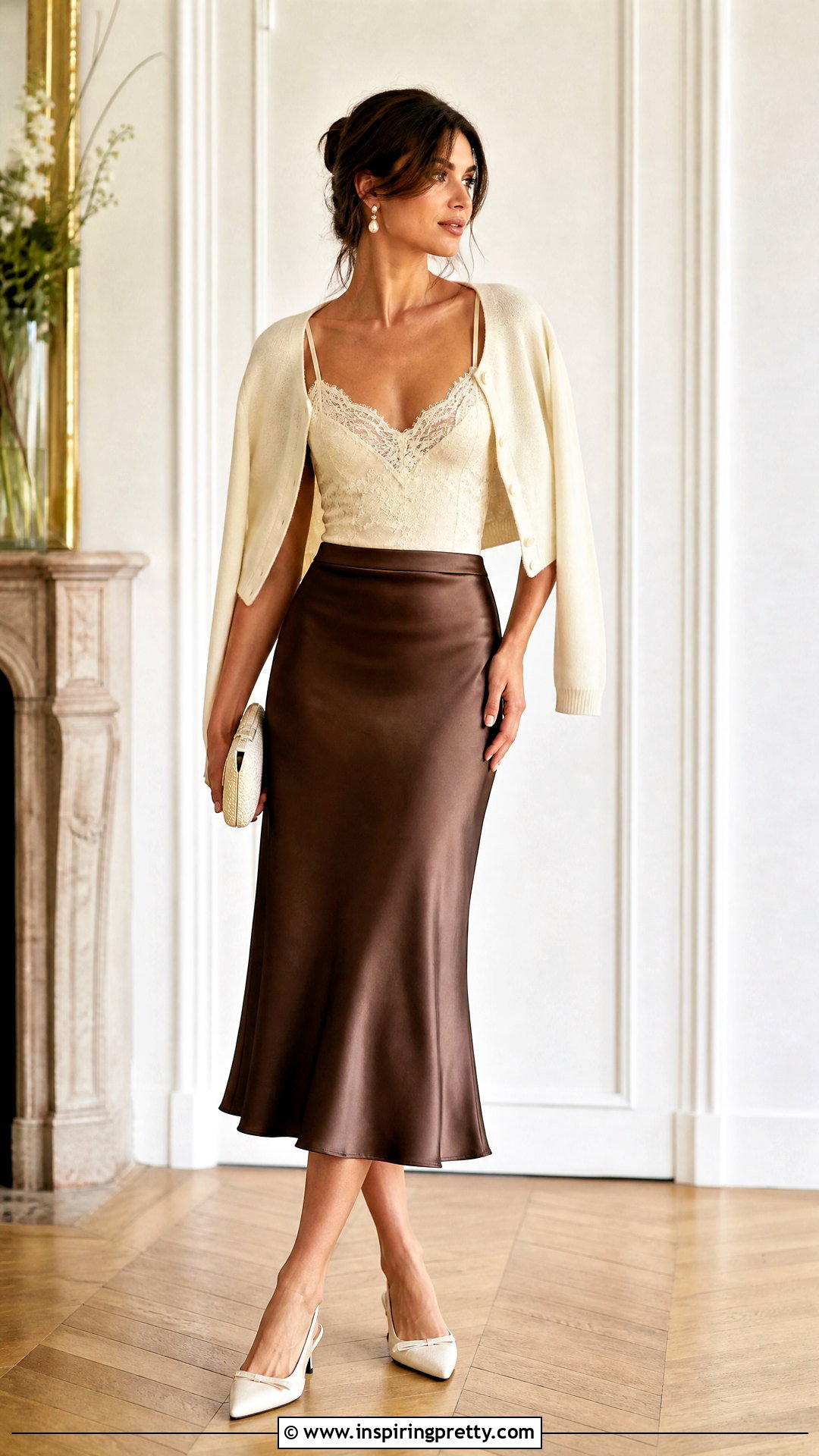 Vintage Lace Camisole Top With Satin Slip Skirt - 20 vintage lace camisole top outfit ideas