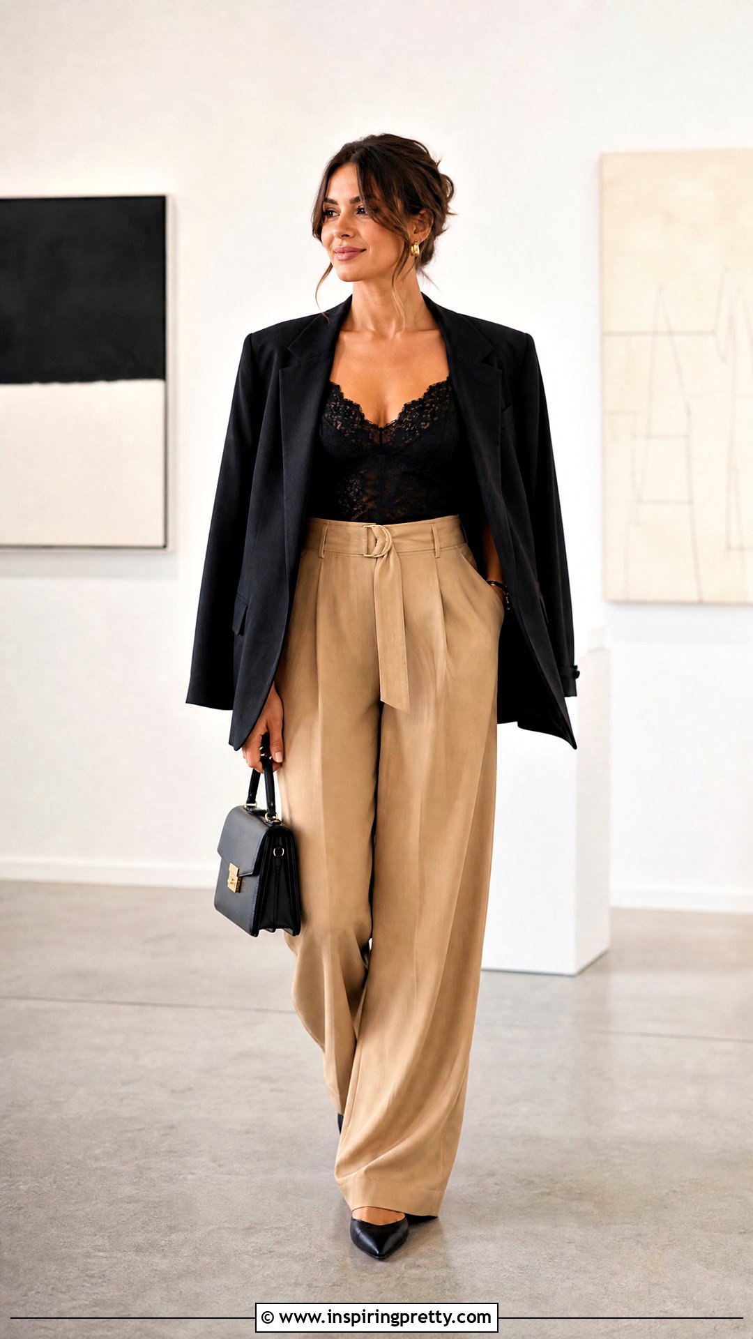 Vintage Lace Camisole Top With Wide Leg Trousers - 20 vintage lace camisole top outfit ideas