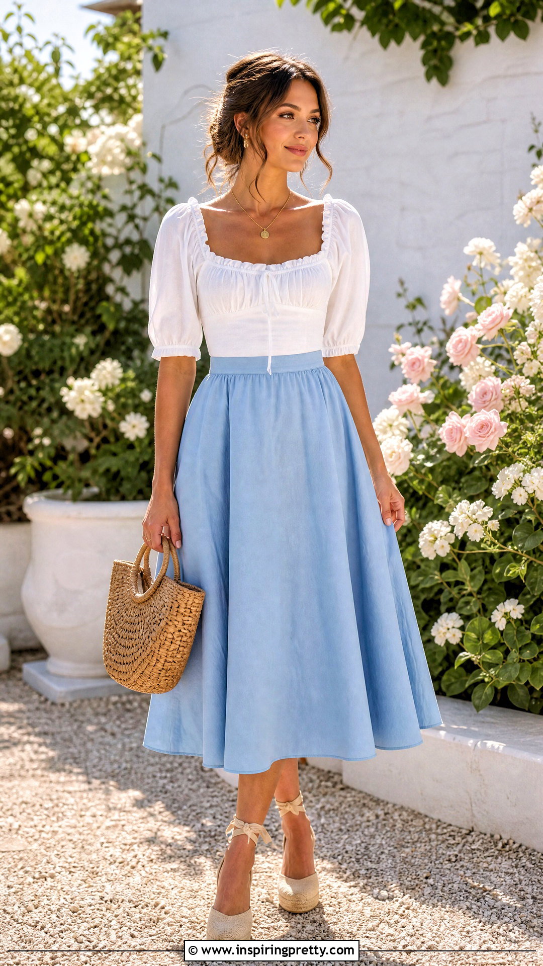 Vintage Milkmaid Top With A Line Skirt - 50 aesthetic tops vintage ideas