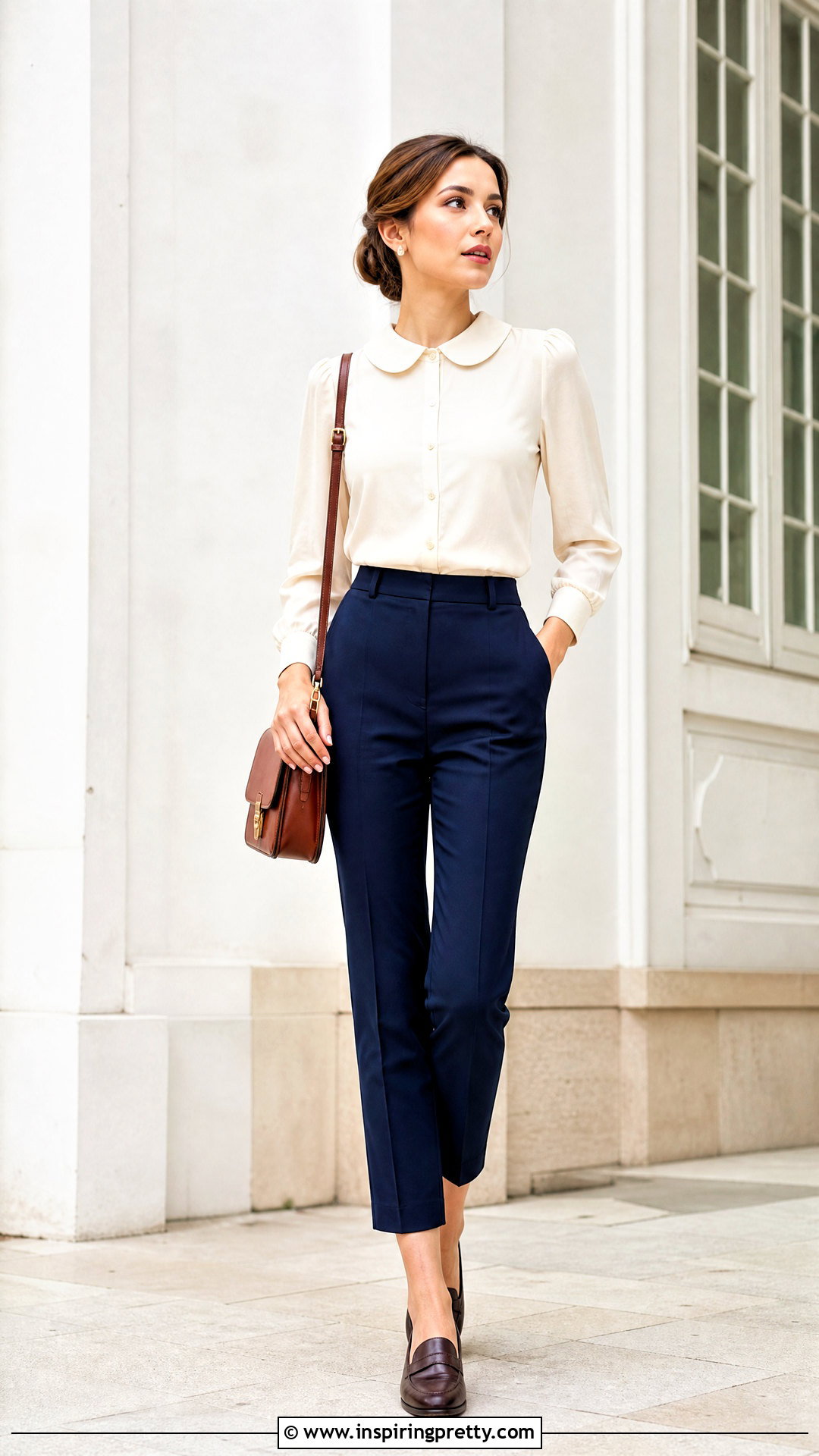 Vintage Peter Pan Collar Blouse Outfit - 50 vintage tops outfit ideas