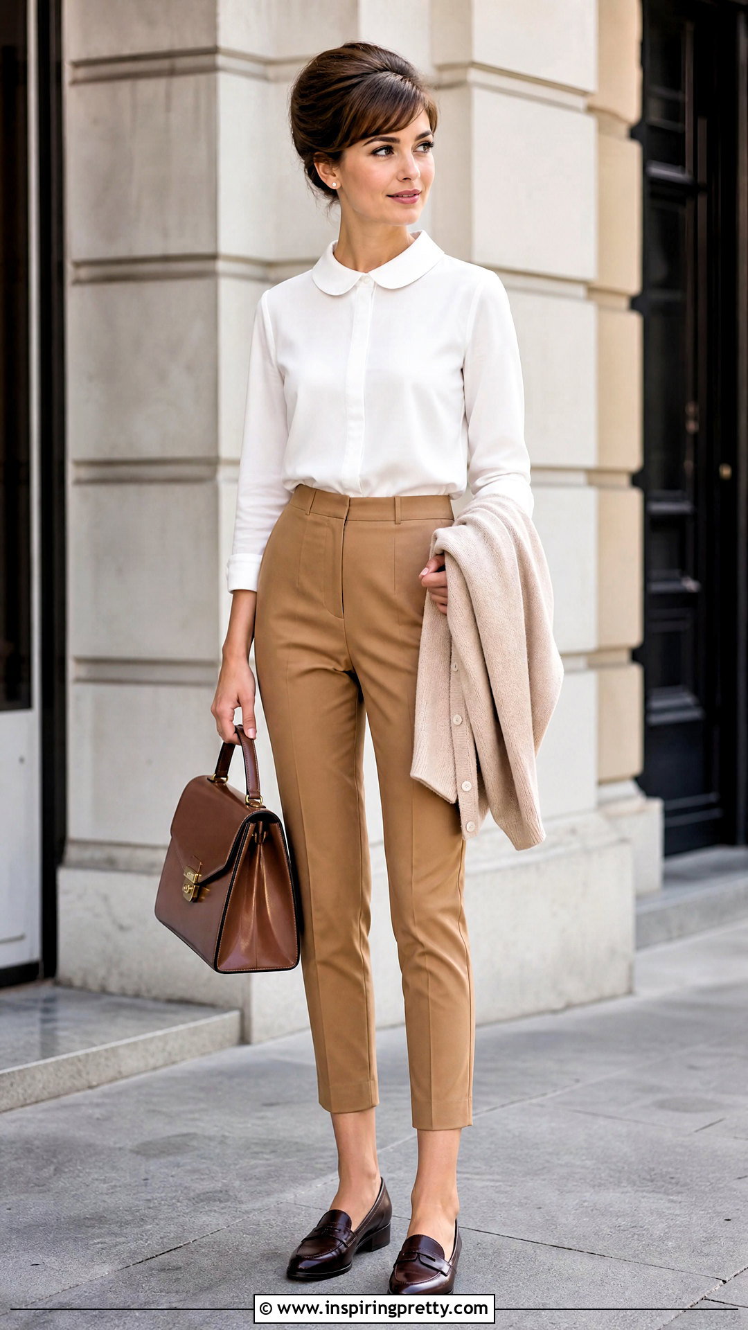 Vintage Peter Pan Collar Blouse With Trousers - 50 aesthetic tops vintage ideas