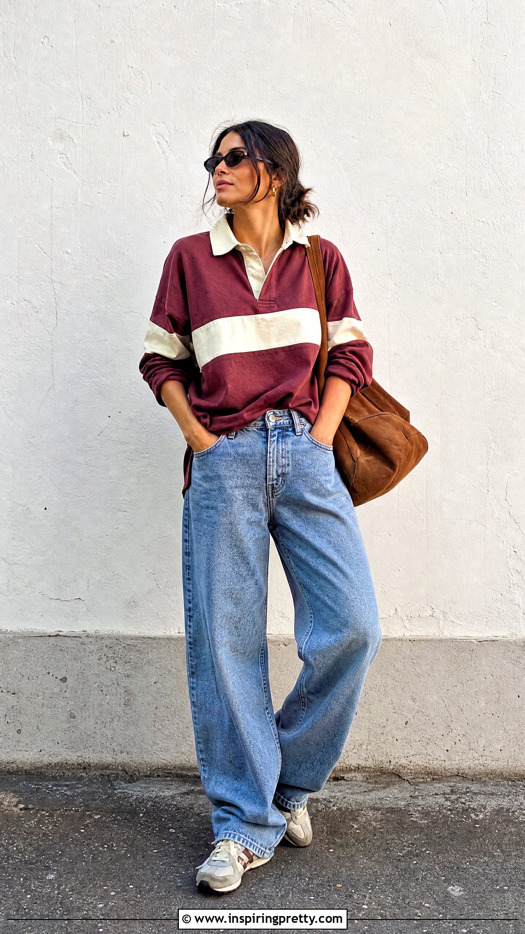 Vintage Rugby Top With Baggy Jeans - 25 womens rugby tops