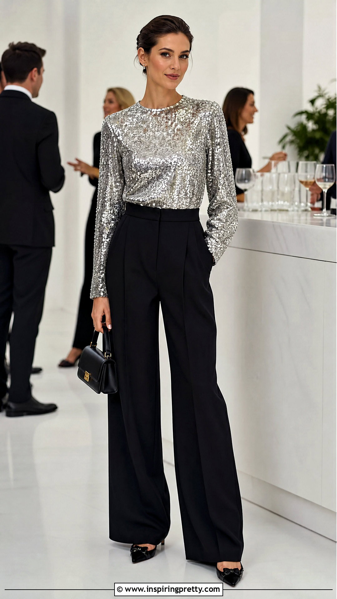 Vintage Sequin Top With Black Trousers - 50 aesthetic tops vintage ideas