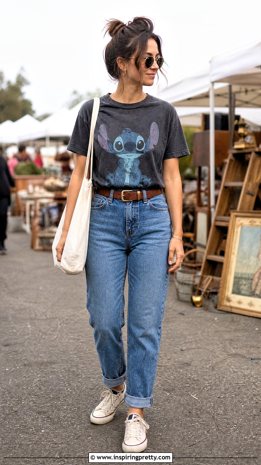Vintage Stitch T Shirt With Mom Jeans - 20 Cute Stitch T-Shirts & Tank Tops outfit ideas