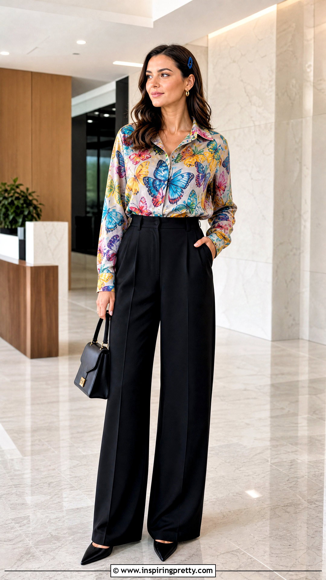 Vintage Suzie Butterfly Top With Black Trousers - 20 vintage suzie tops outfit ideas