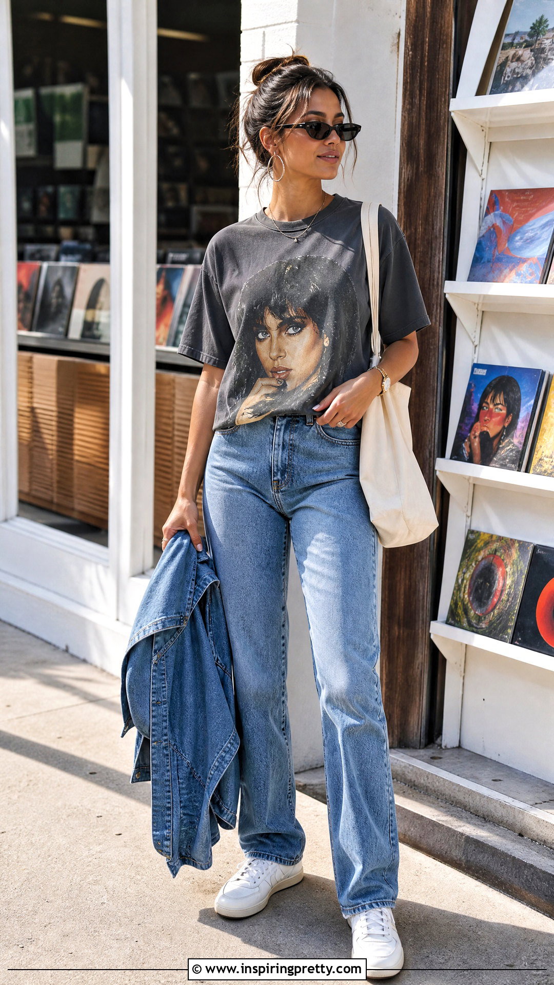 Vintage Suzie Graphic Top With Relaxed Jeans - 20 vintage suzie tops outfit ideas