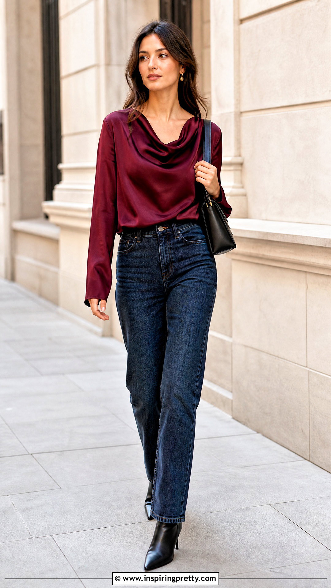 Vintage Suzie Satin Top With Dark Wash Jeans - 20 vintage suzie tops outfit ideas