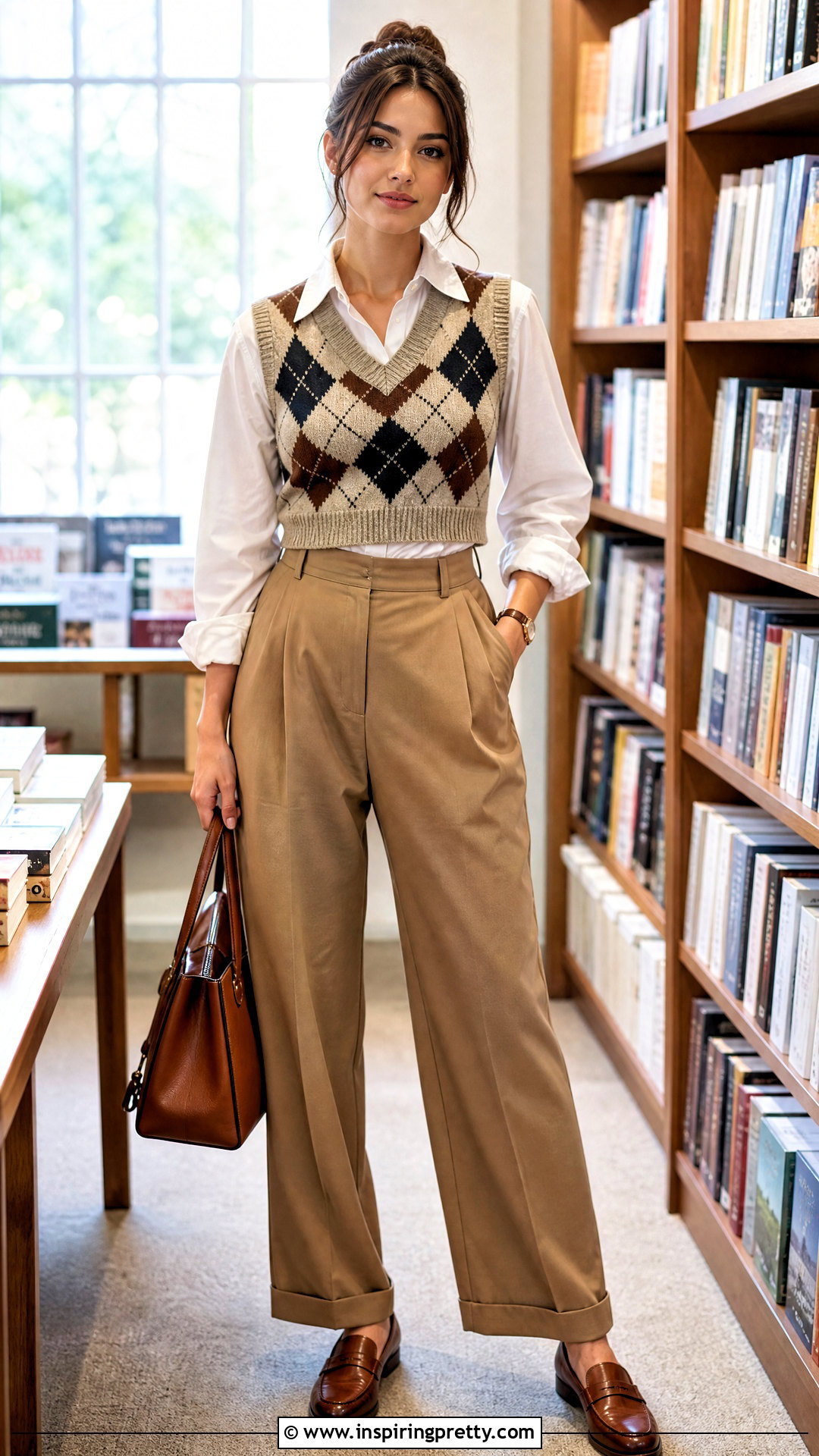 Vintage Sweater Vest Top With Pleated Trousers - 50 Vintage Tops For Women