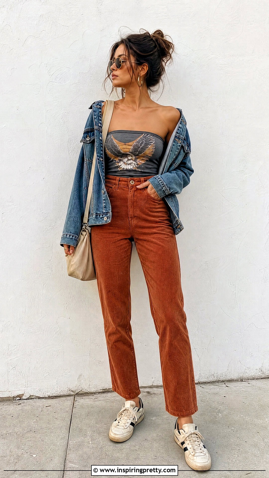 Vintage T Shirt Tube Top With Corduroy Pants - 20 t shirt tube top diy outfit ideas