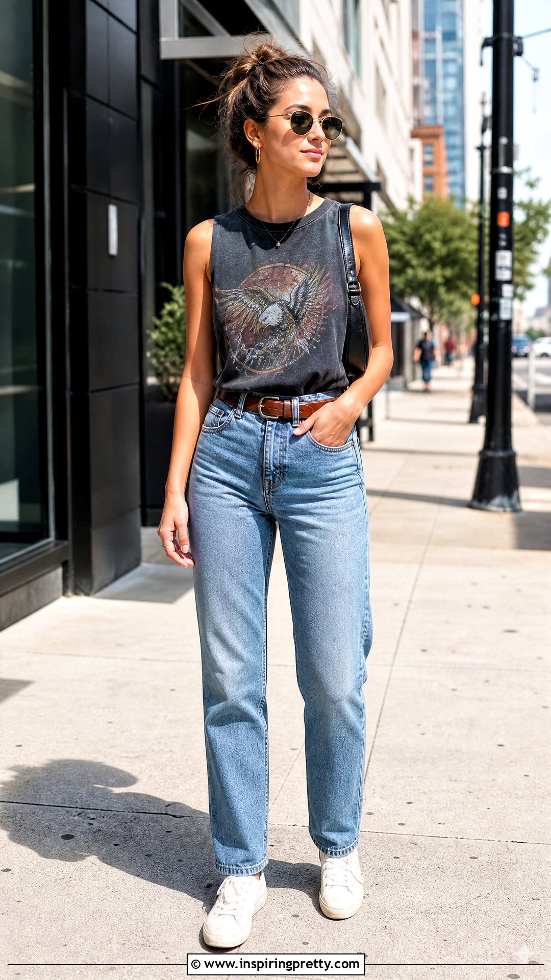Vintage Tank Top With High Waisted Jeans - How To Style Vintage Tank Tops (20 Ways)
