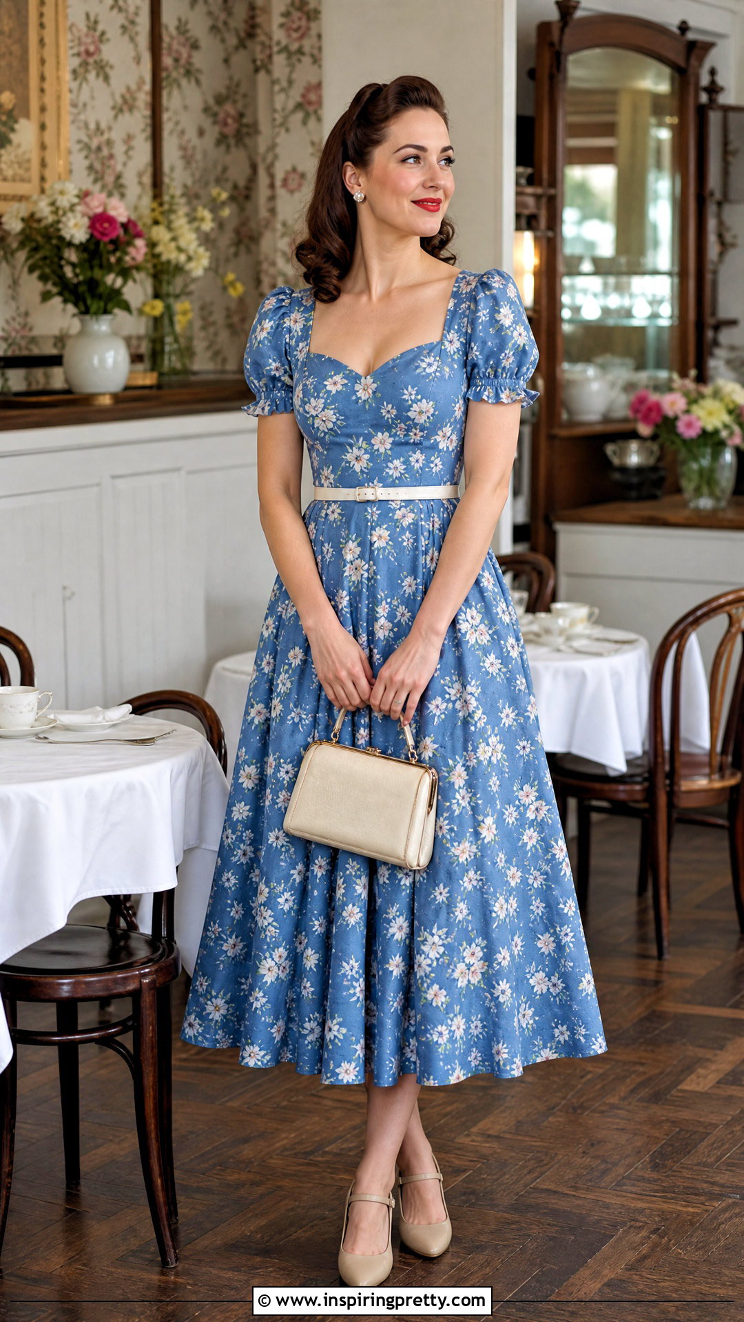 Vintage Tea Dress And Mary Jane Shoes - 25 tea party top outfit ideas