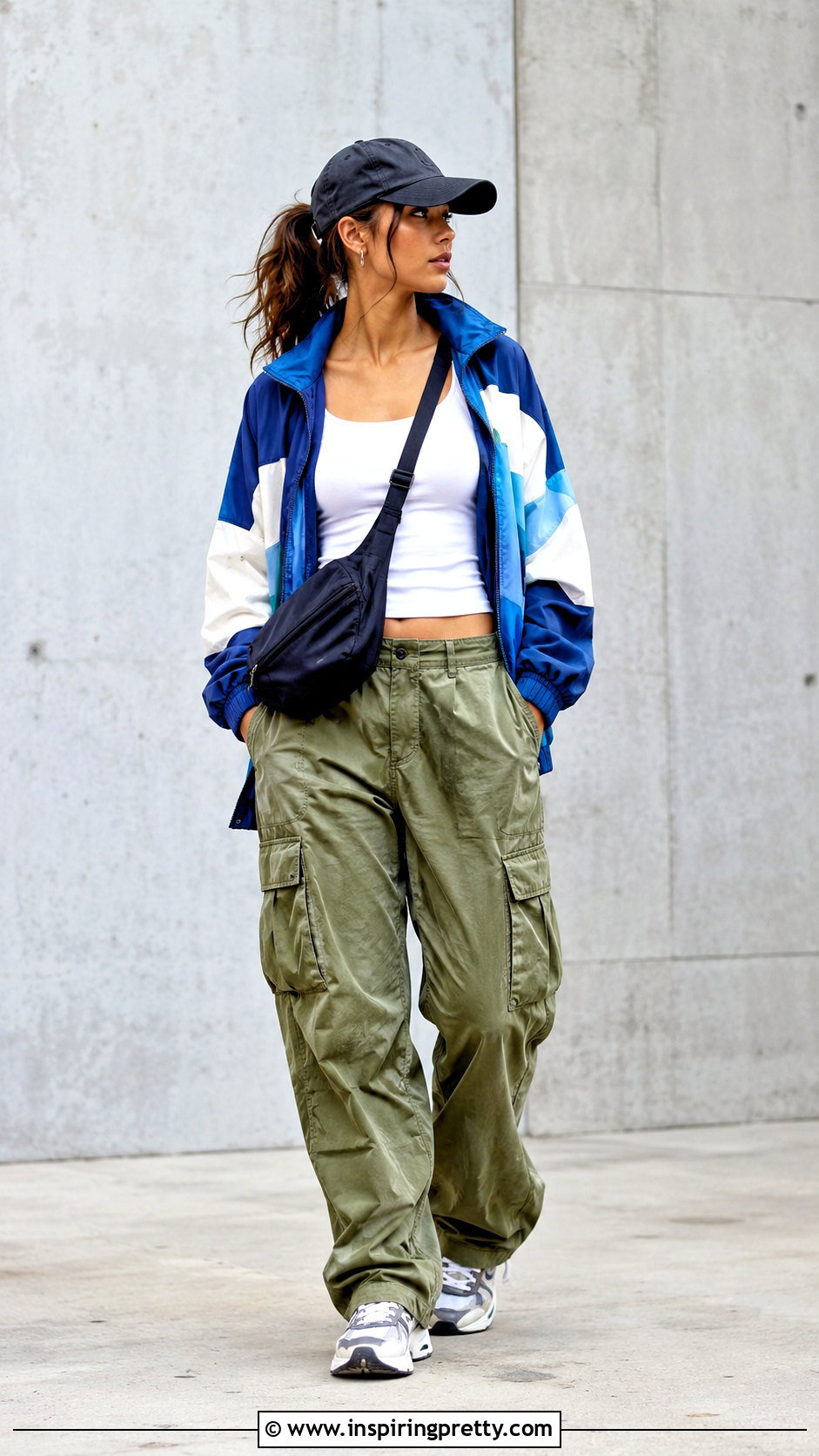 Vintage Tracksuit Top With Cargo Pants - 20 vintage tracksuit top outfit ideas