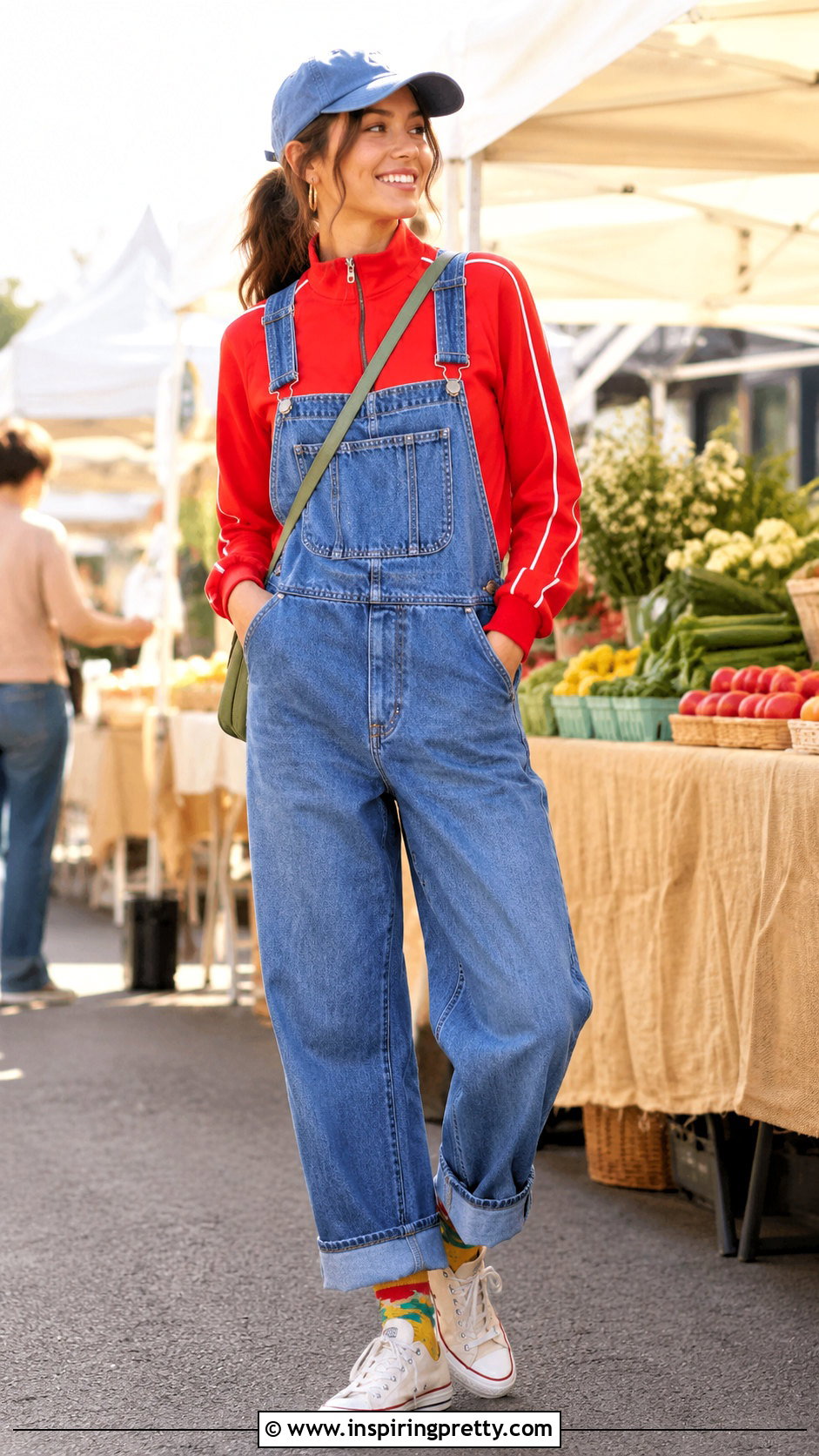 Vintage Tracksuit Top With Denim Overalls - 20 vintage tracksuit top outfit ideas