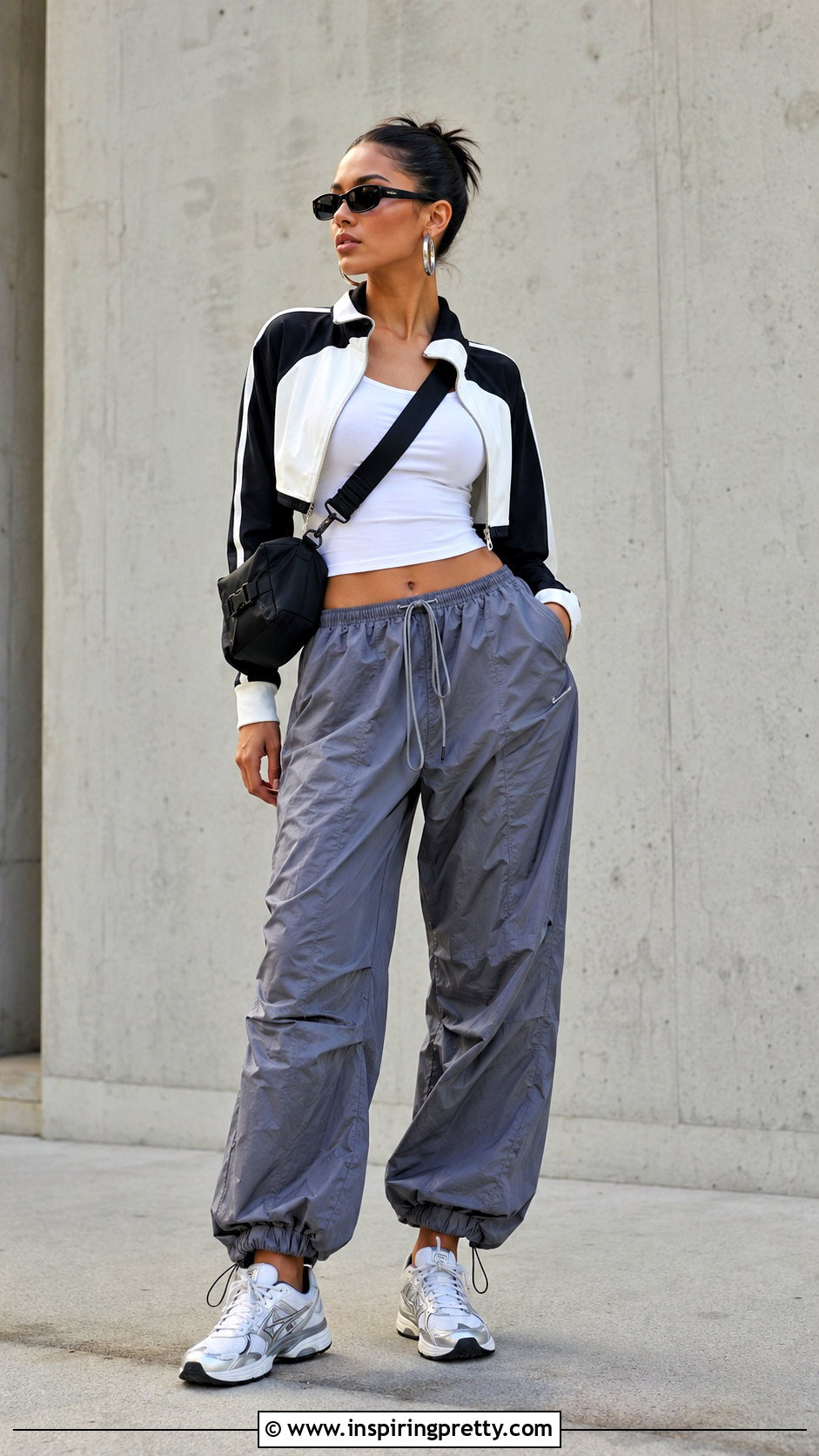 Vintage Tracksuit Top With Parachute Pants - 20 vintage tracksuit top outfit ideas