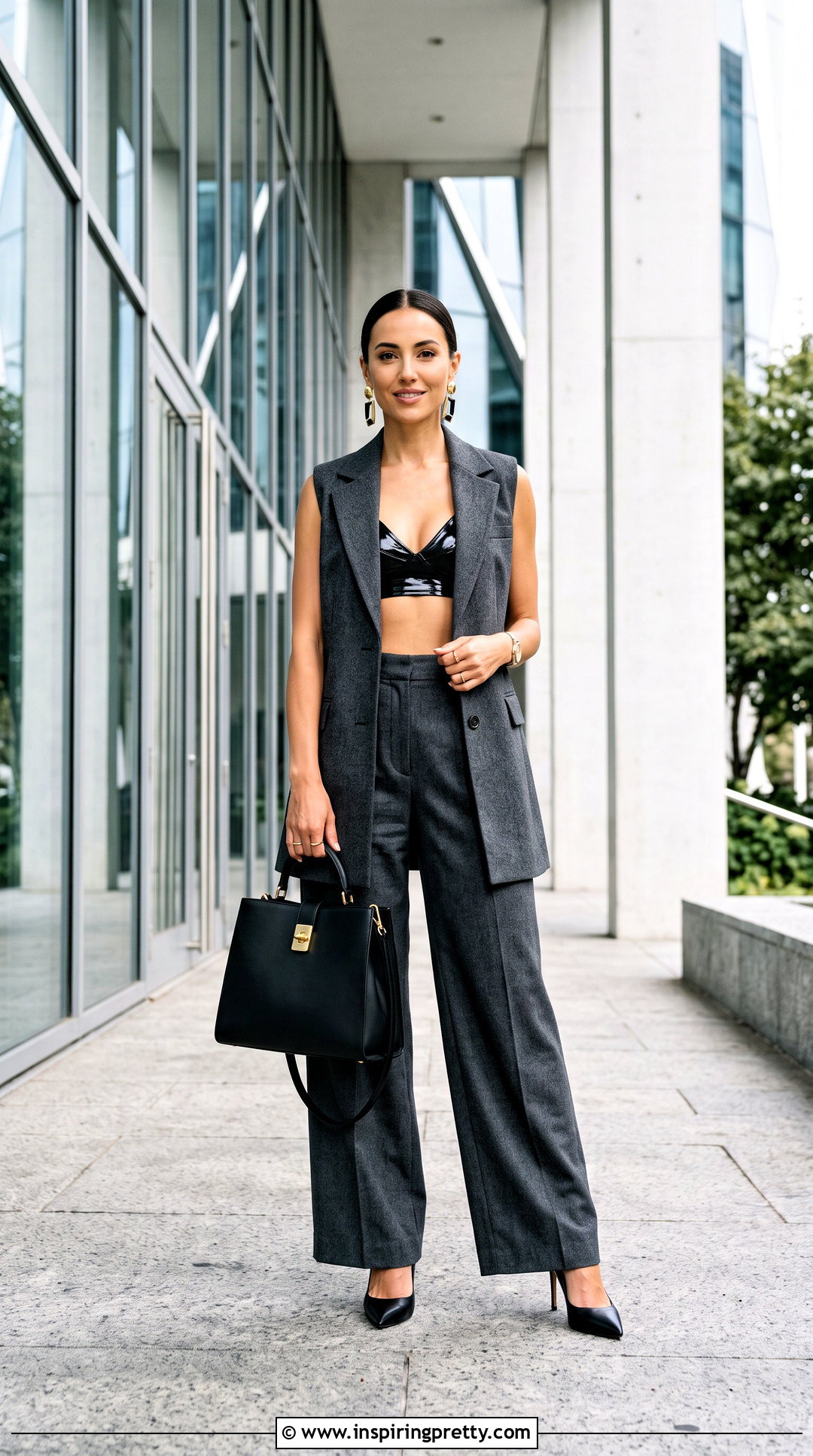 Vinyl Bra Top With Longline Vest - 25 Vinyl Bra Top outfit ideas