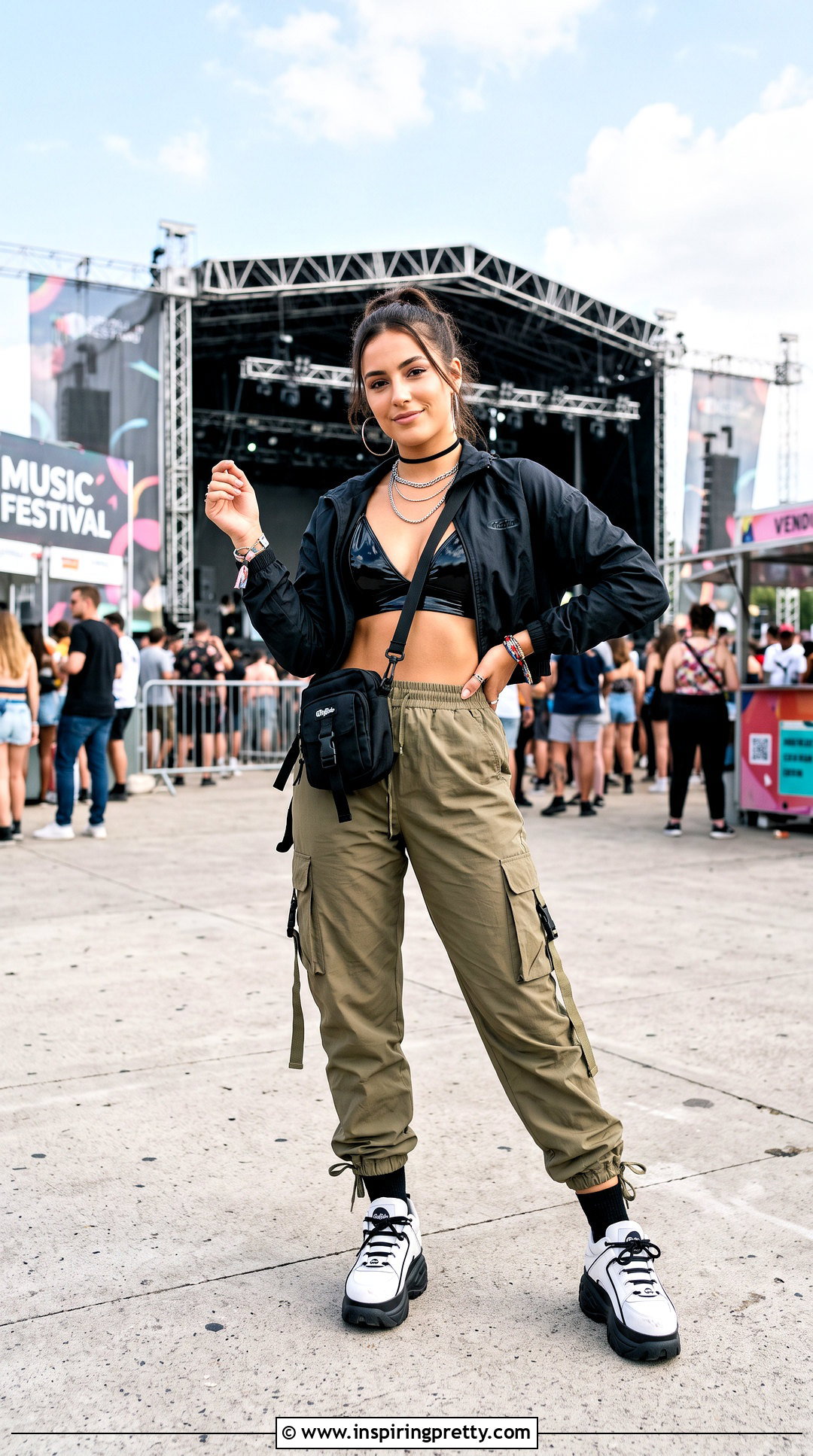 Vinyl Bra Top With Parachute Pants - 25 Vinyl Bra Top outfit ideas