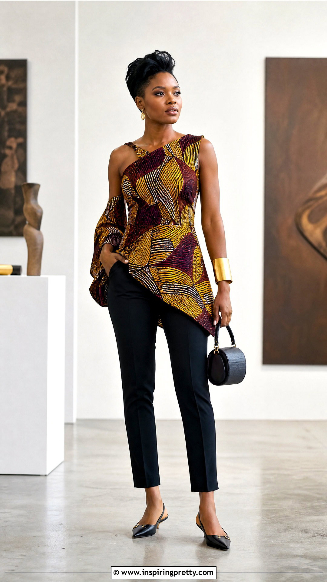 Vitenge Asymmetrical Top With Cigarette Pants - 20 Vitenge Tops For Women