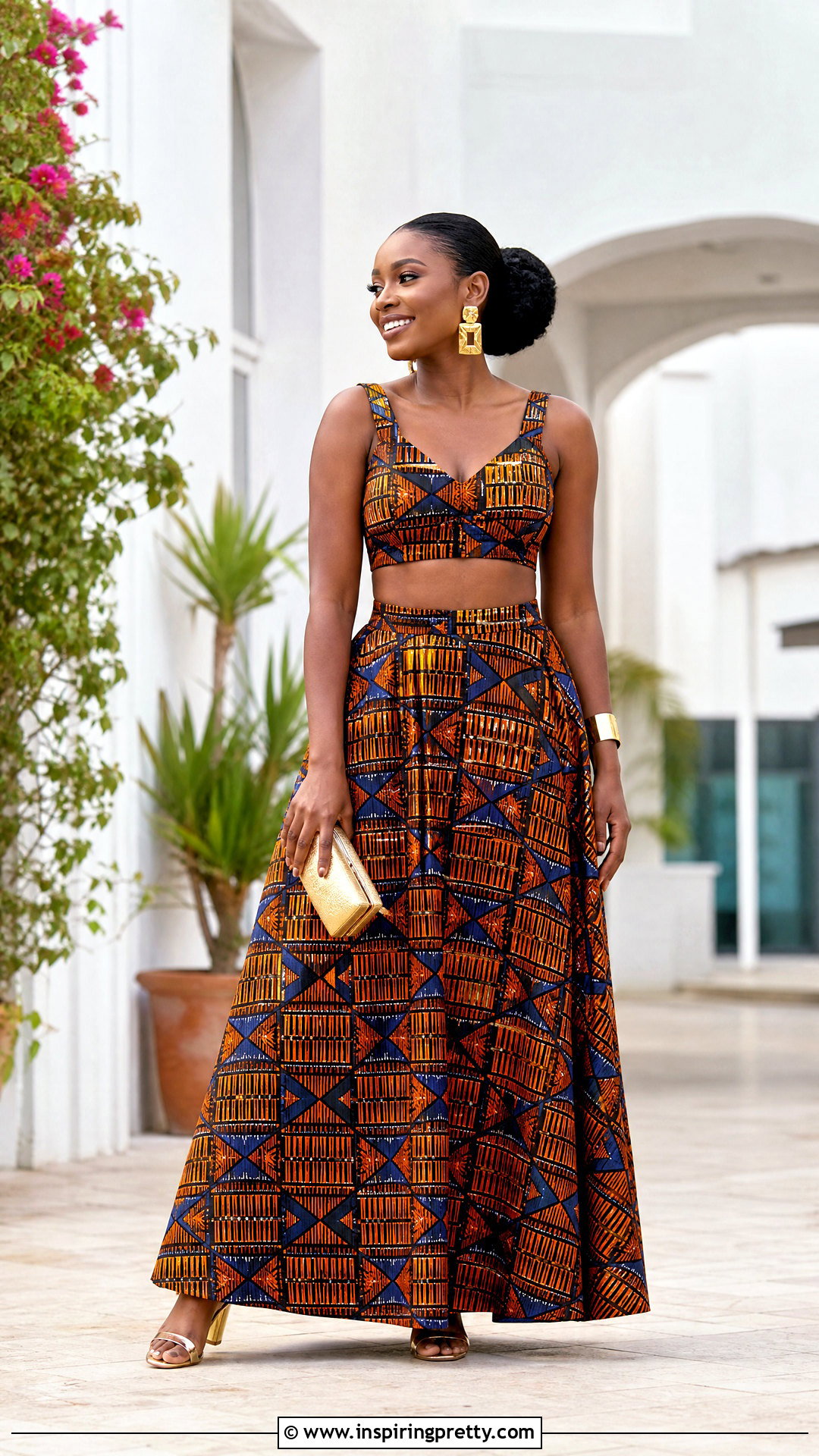Vitenge Crop Top With Matching Maxi Skirt - 20 Vitenge Tops For Women