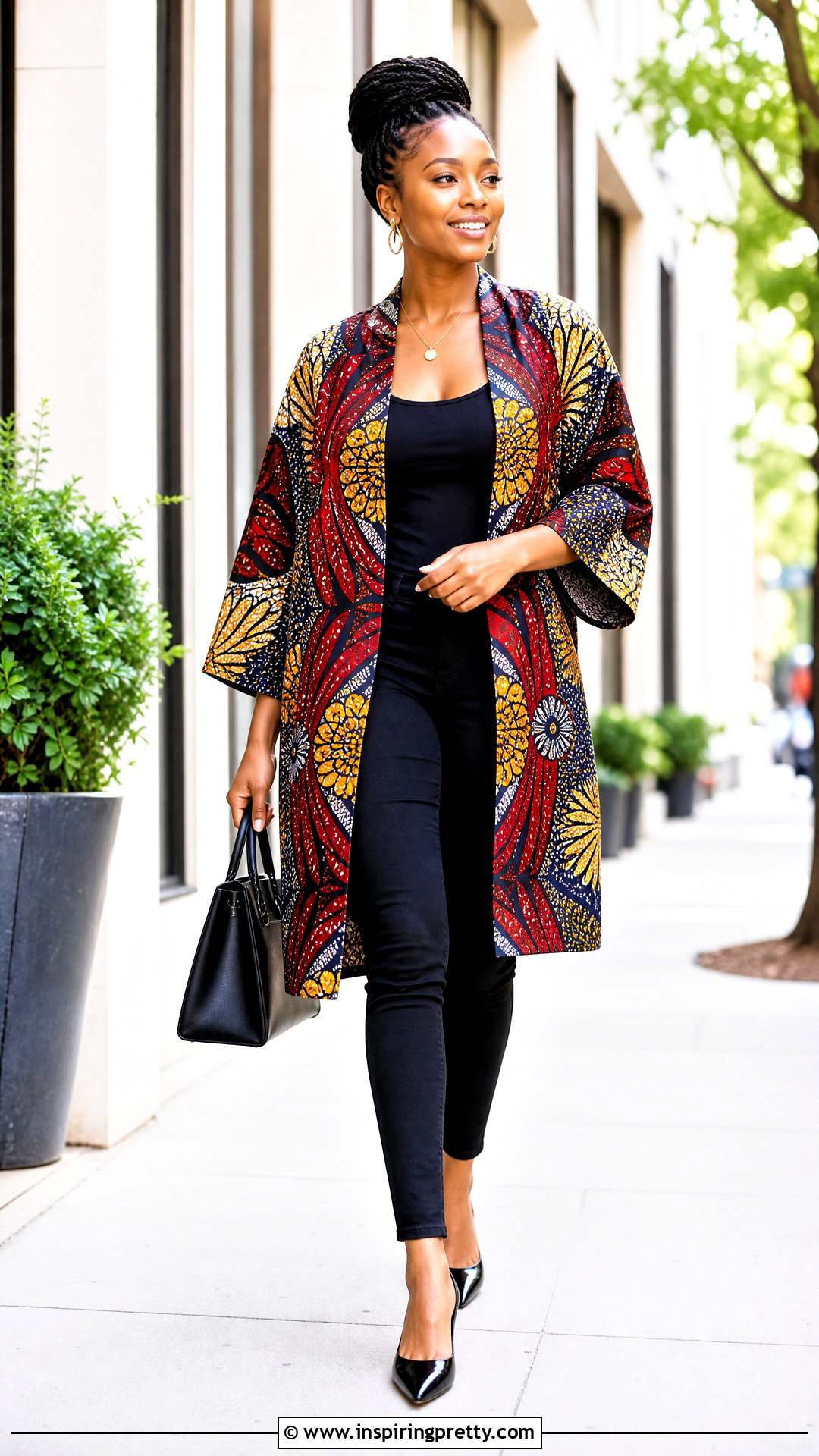 Vitenge Kimono Top With Fitted Pants - 20 Vitenge Tops For Women
