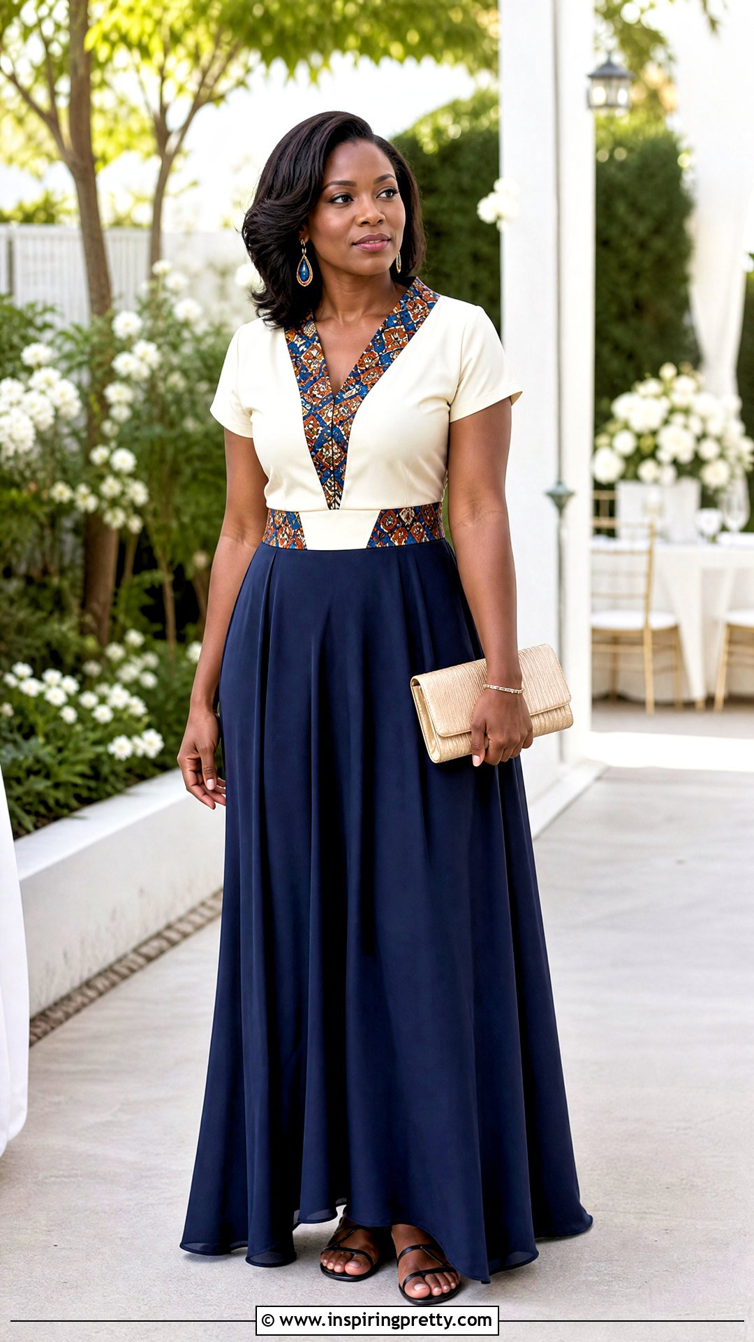 Vitenge Panel Top With Maxi Skirt - 20 Vitenge Tops For Women