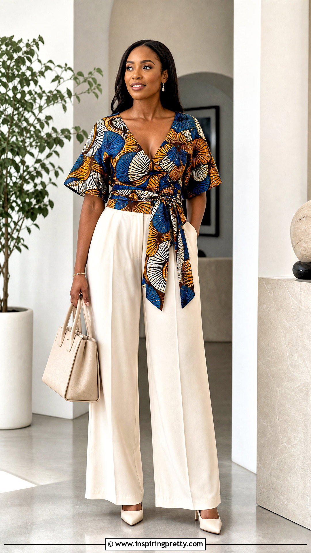 Vitenge Wrap Top With Wide Leg Pants - 20 Vitenge Tops For Women