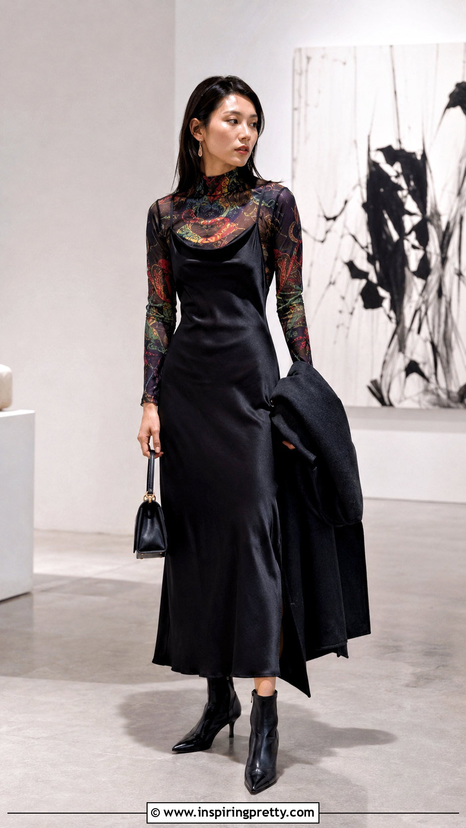Vivienne Tam Mesh Top Under A Slip Dress - 20 vivienne tam mesh top outfit ideas