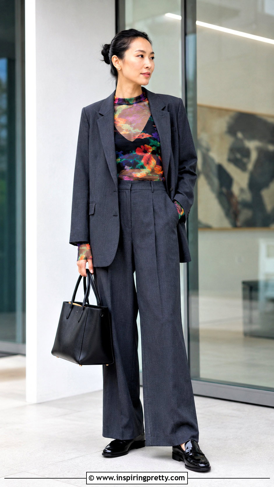 Vivienne Tam Mesh Top With Blazer And Trousers - 20 vivienne tam mesh top outfit ideas