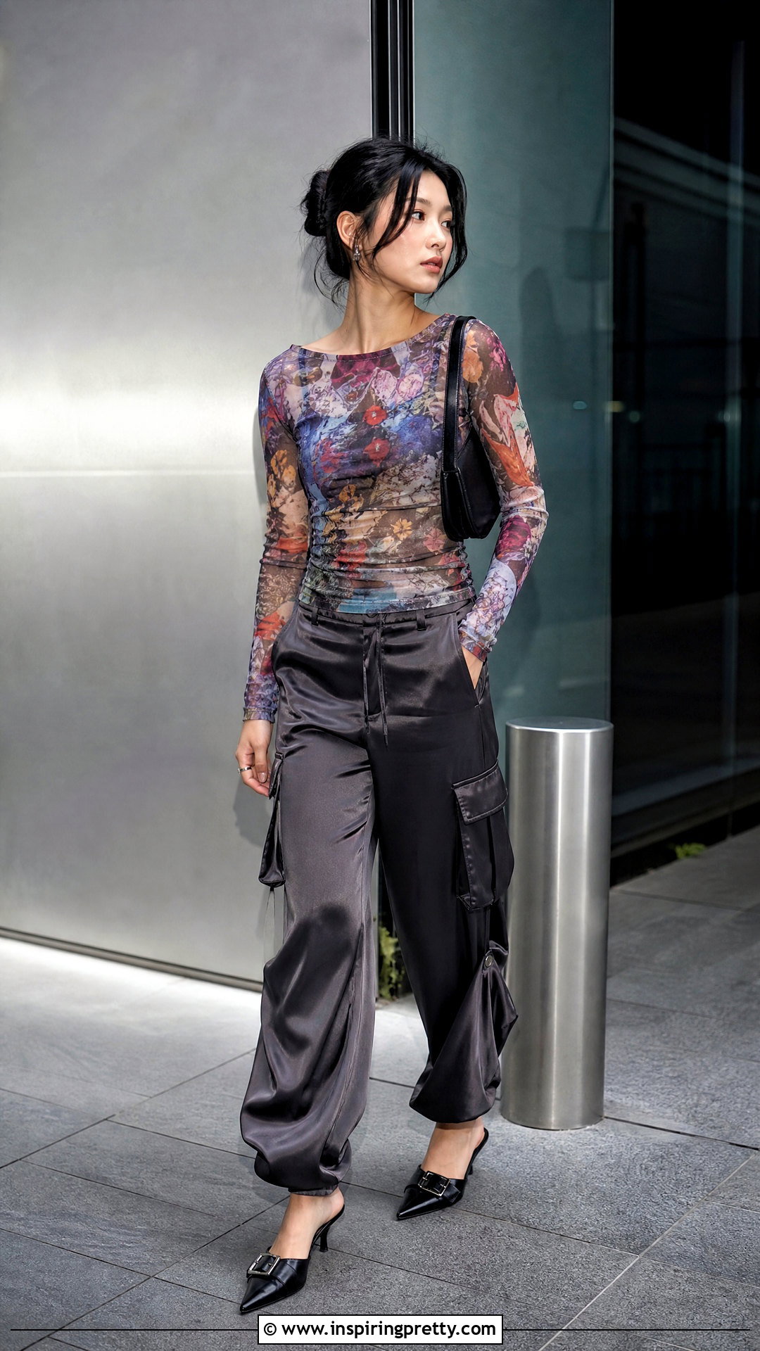 Vivienne Tam Mesh Top With Satin Cargo Pants - 20 vivienne tam mesh top outfit ideas