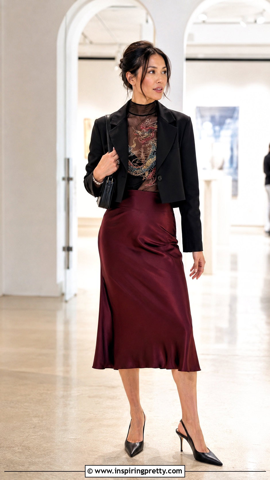 Vivienne Tam Mesh Top With Satin Midi Skirt - 20 vivienne tam mesh top outfit ideas