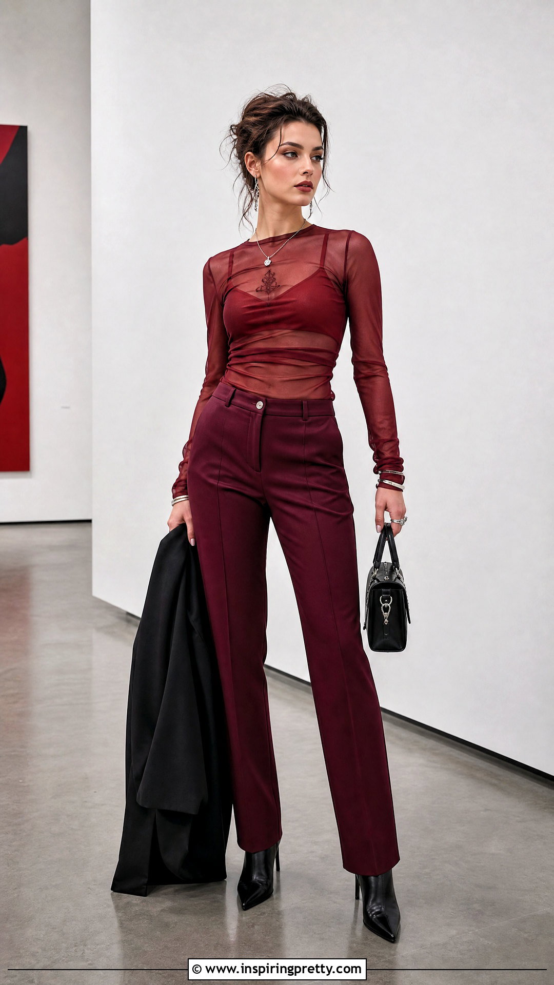 Vivienne Westwood Mesh Top With A Red Monochrome Outfit - 20 vivienne westwood mesh top outfit ideas