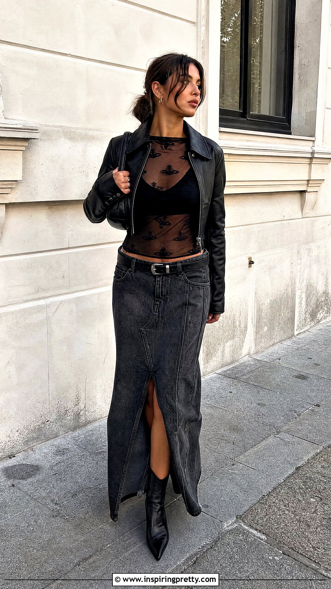 Vivienne Westwood Mesh Top With Denim Maxi Skirt - 20 vivienne westwood mesh top outfit ideas