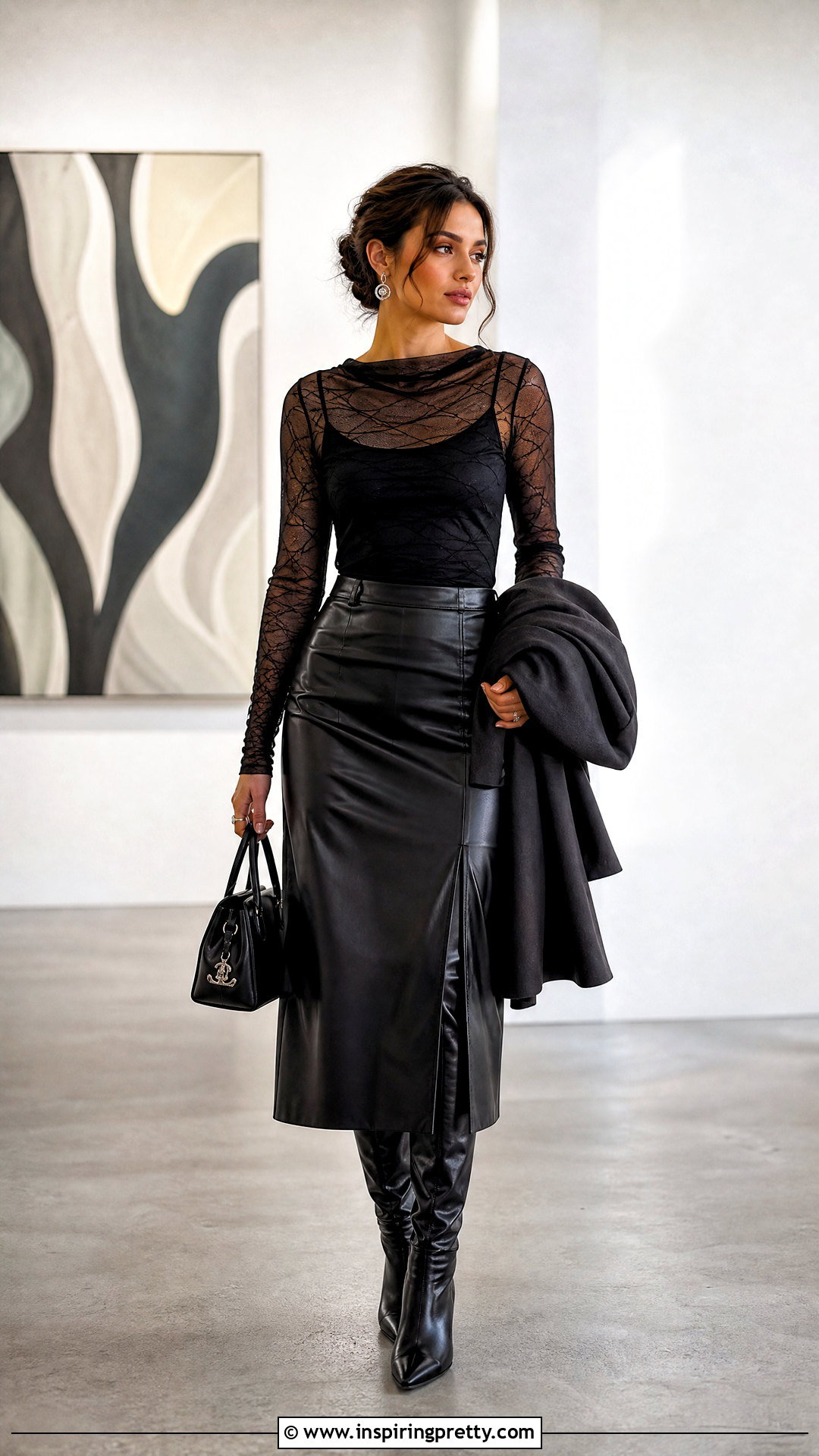 Vivienne Westwood Mesh Top With Leather Midi Skirt - 20 vivienne westwood mesh top outfit ideas