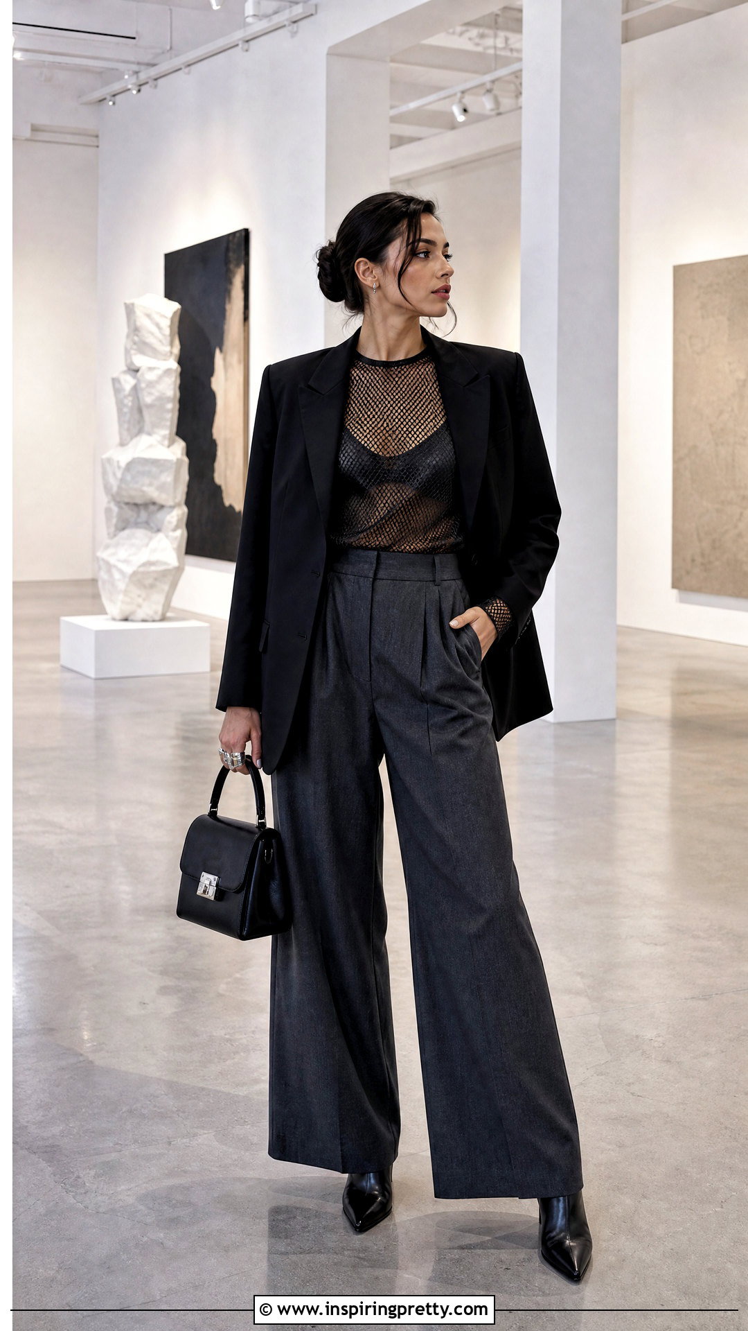 Vivienne Westwood Mesh Top With Wide Leg Trousers - 20 vivienne westwood mesh top outfit ideas