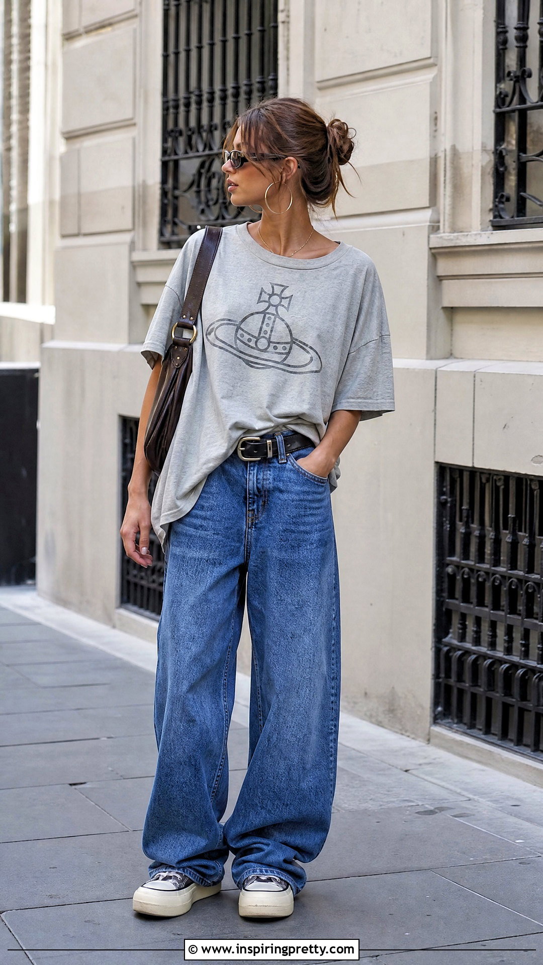 Vivienne Westwood Orb T Shirt With Baggy Jeans - 50 vivienne westwood top outfit ideas