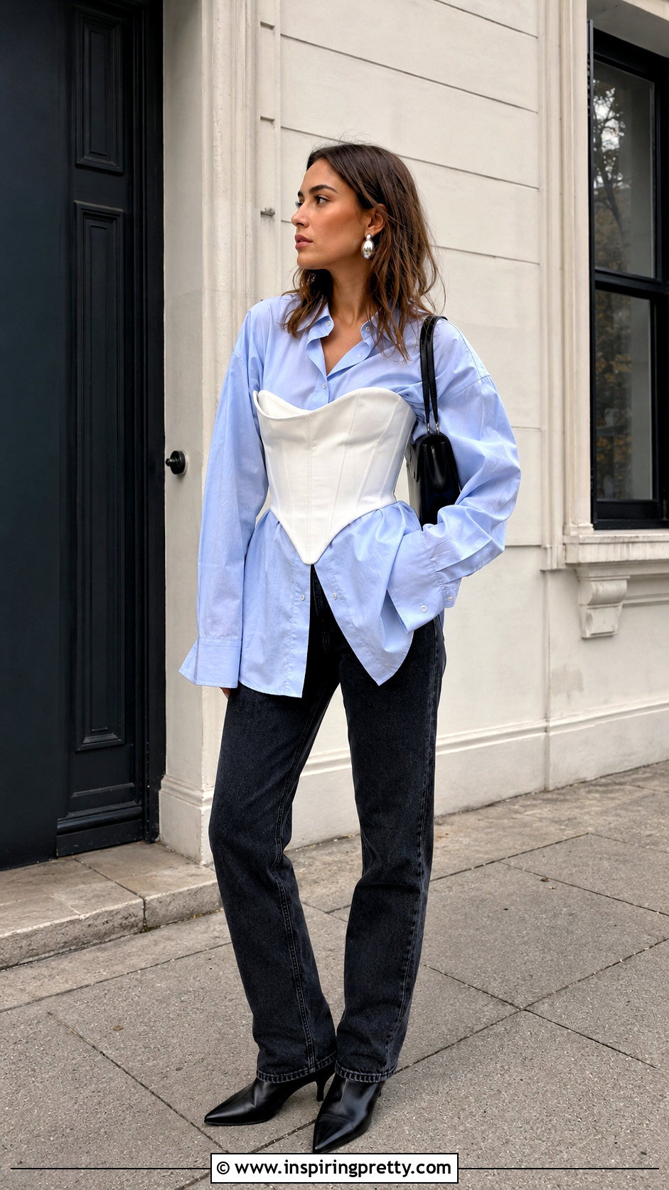 Vivienne Westwood White Corset Top Over A Button Down Shirt - 20 vivienne westwood white corset top outfit ideas