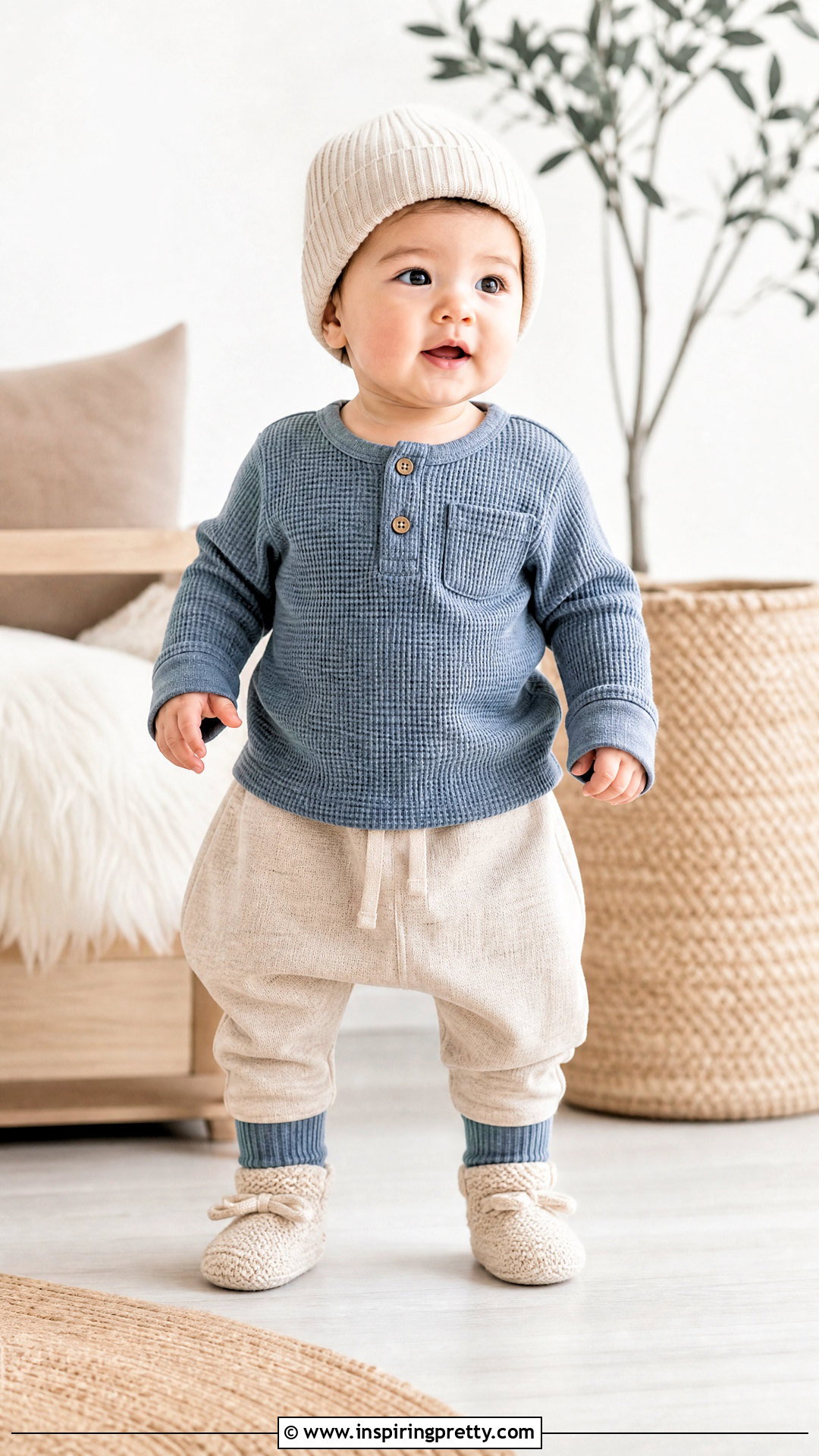 Waffle Knit Baby Top With Harem Pants - 50 baby tops designs