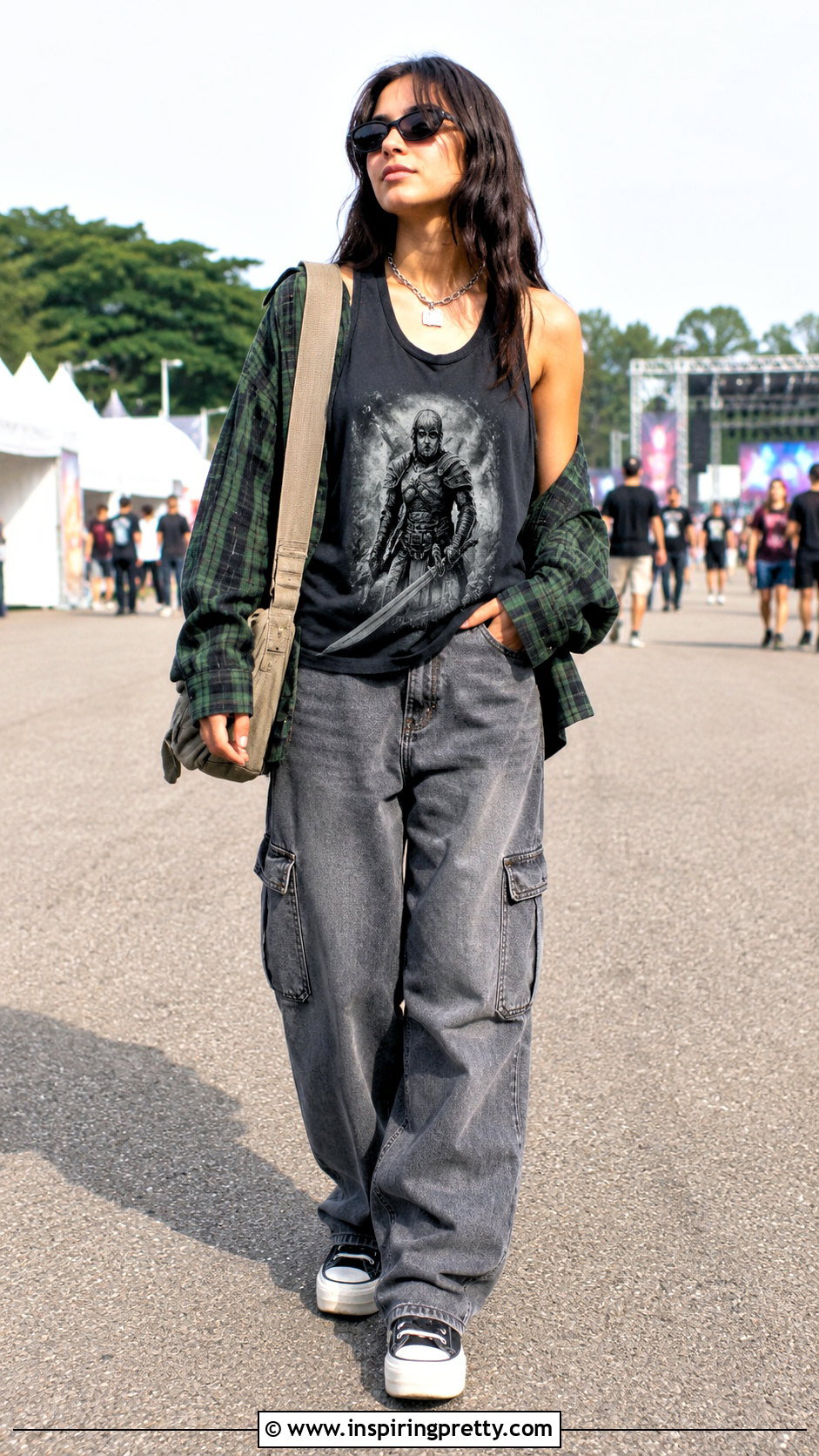 Warrior Tank Top With A Flannel And Cargo Jeans - 20 warrior tank top outfit ideas