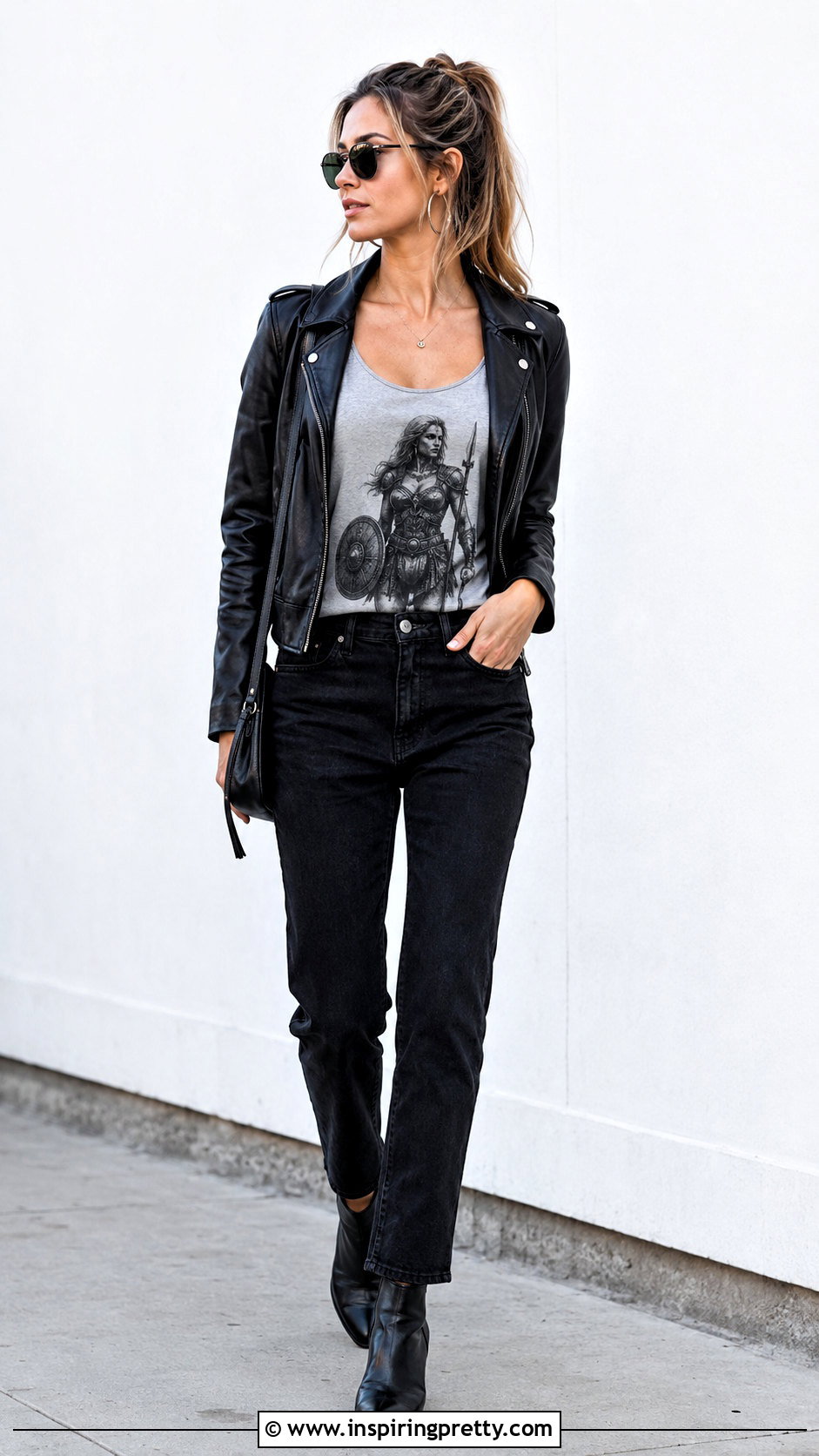 Warrior Tank Top With A Leather Jacket And Black Jeans - 20 warrior tank top outfit ideas