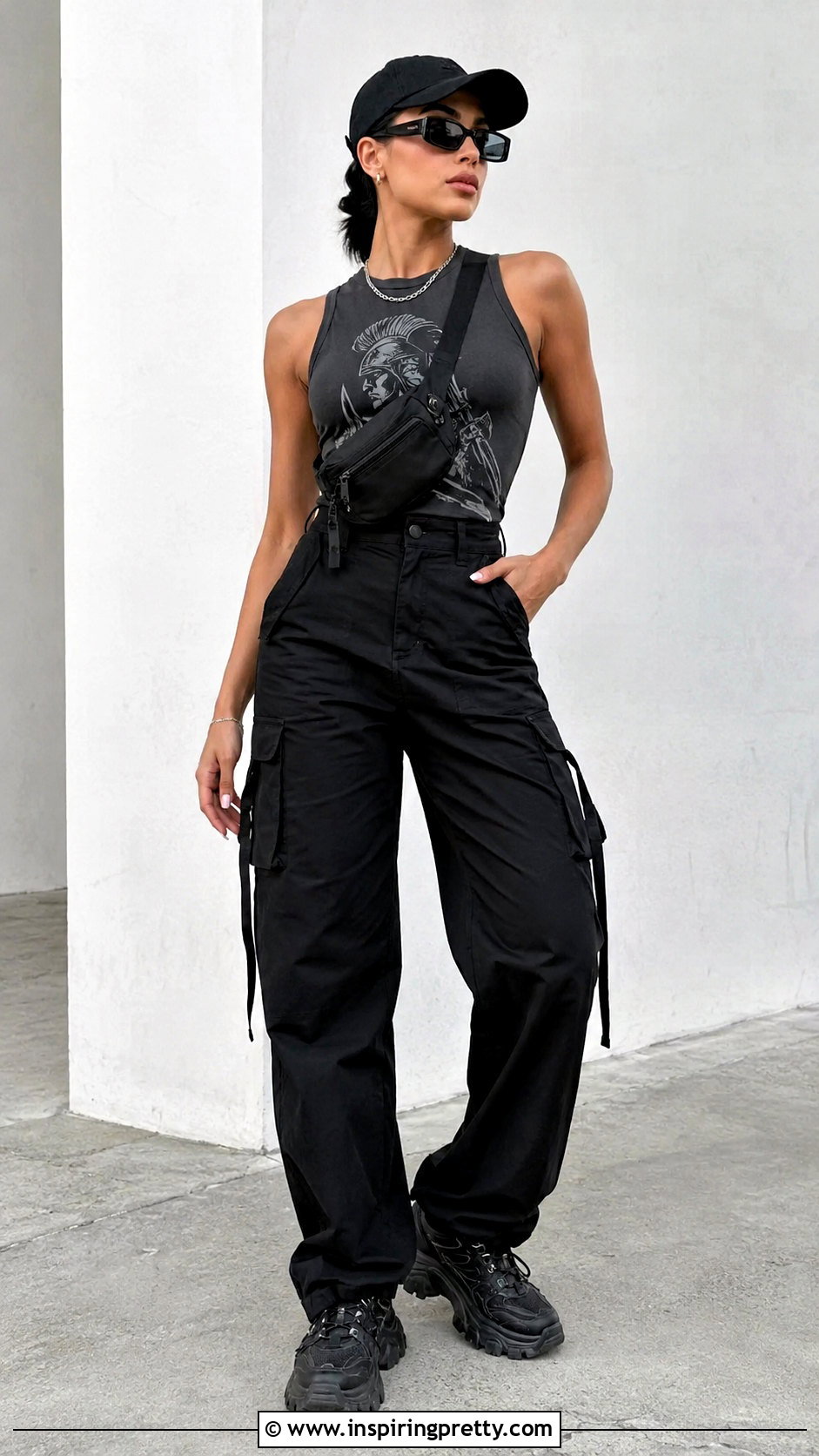 Warrior Tank Top With Black Cargo Pants - 20 warrior tank top outfit ideas